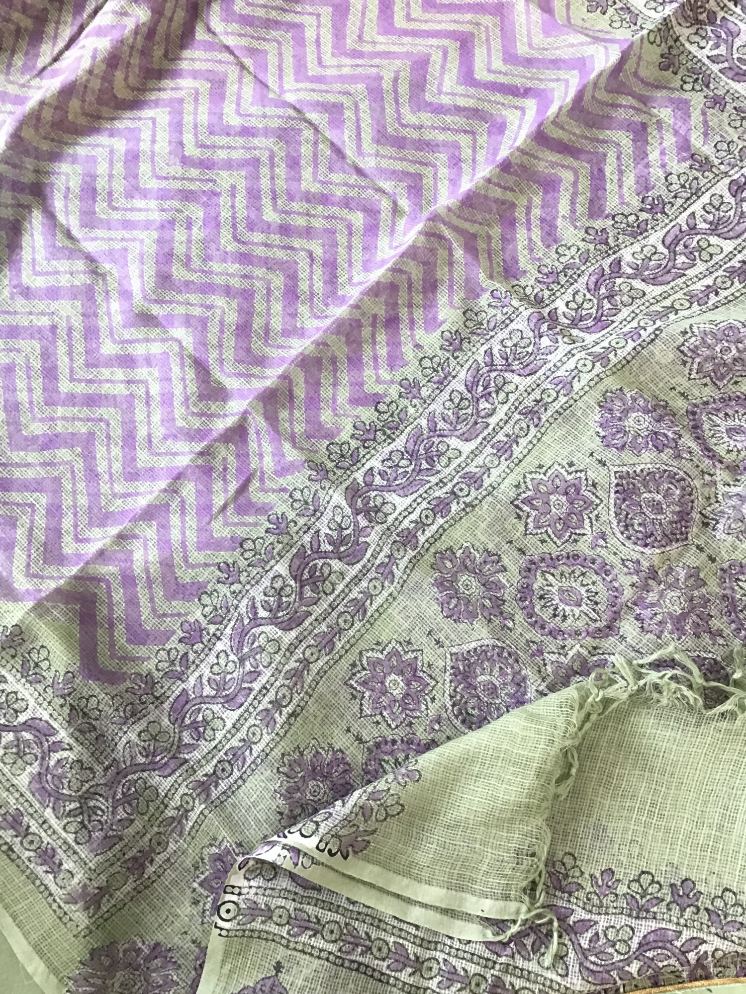 Pure Kota Cotton Printed Embroidered Suit - Green