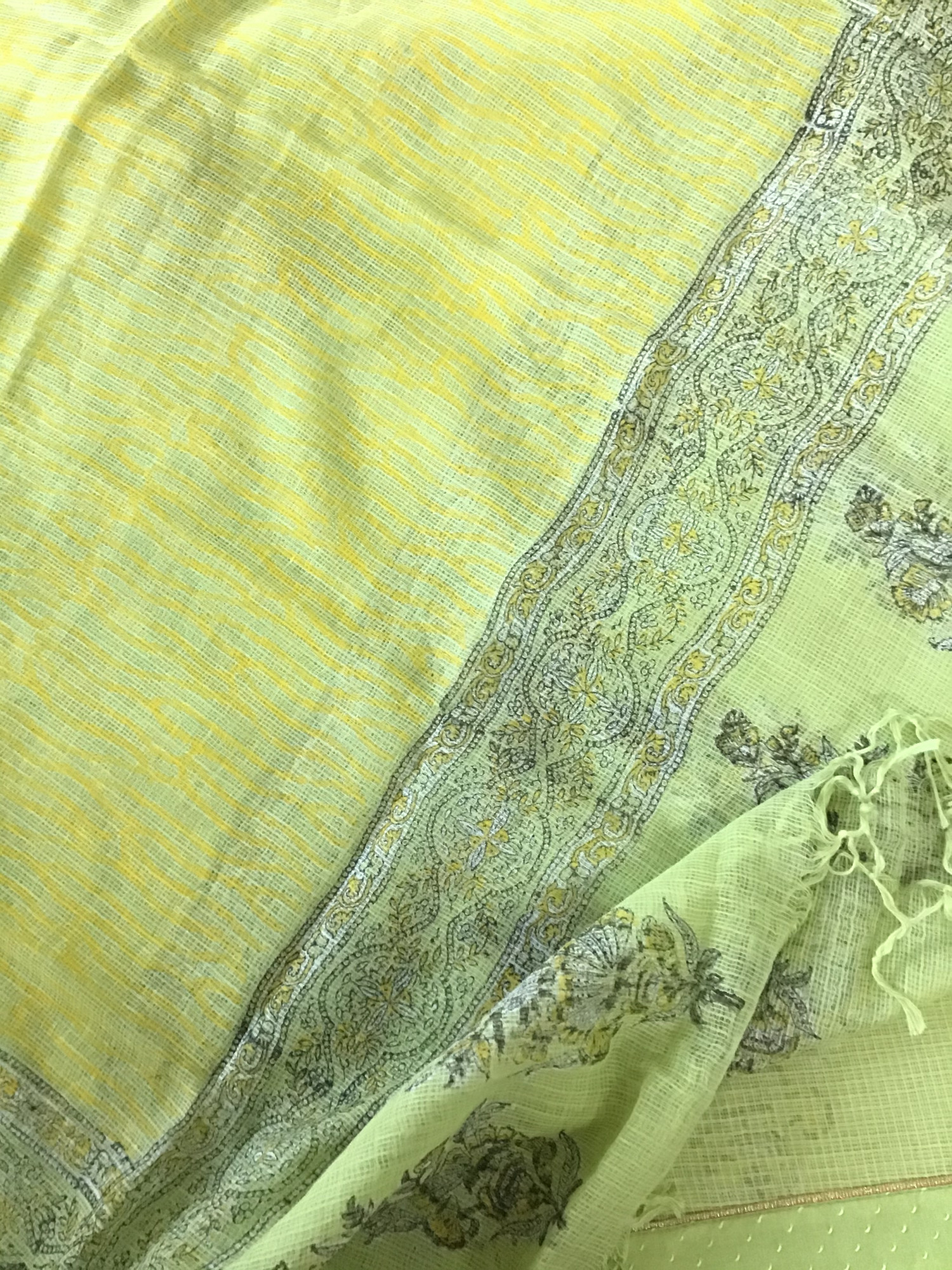 Pure Kota Cotton Printed Embroidered Suit - Green