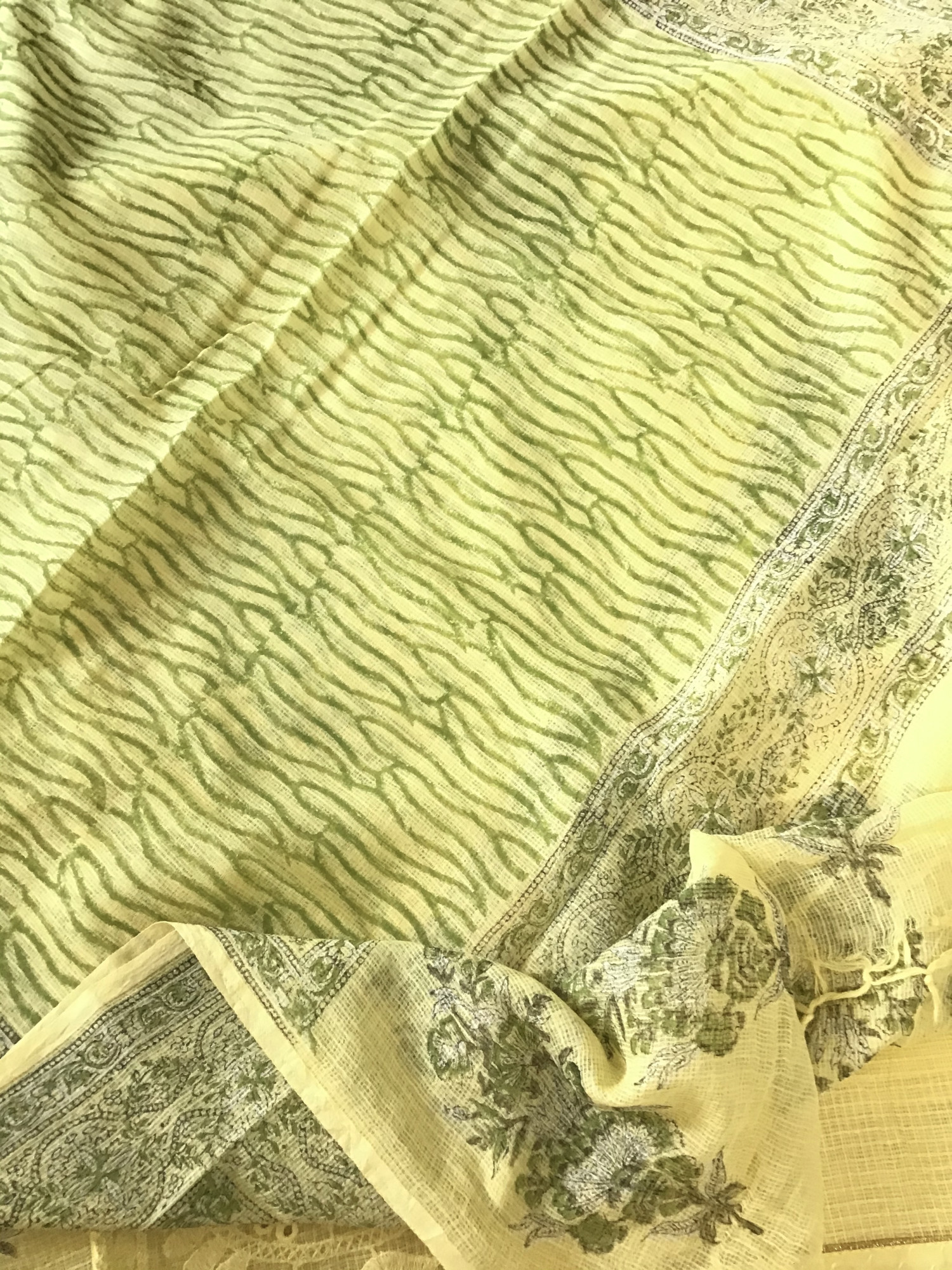 Pure Kota Cotton Printed Embroidered Suit - Yellow