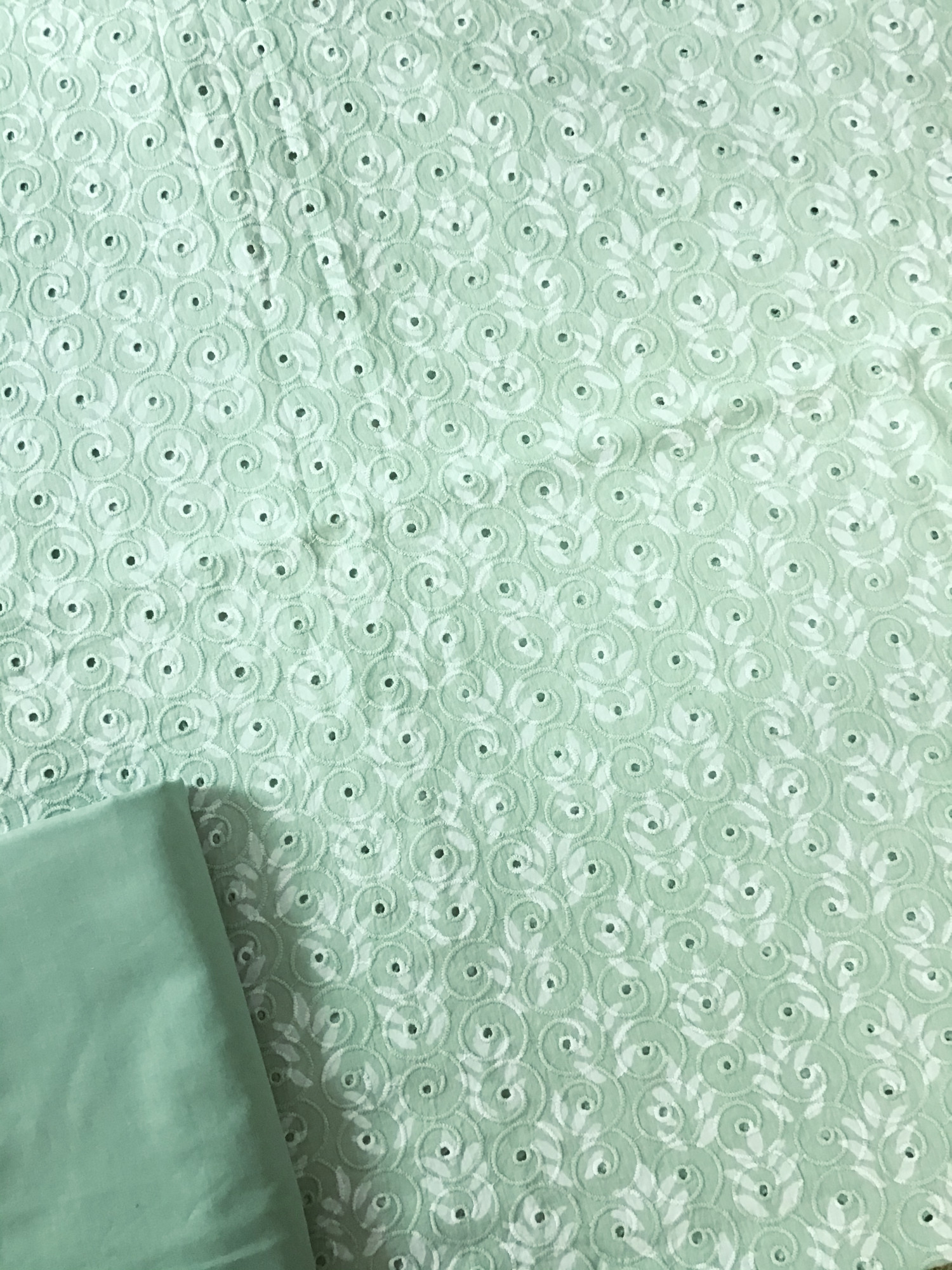 Pure Cotton Printed Embroidered Suit - Green