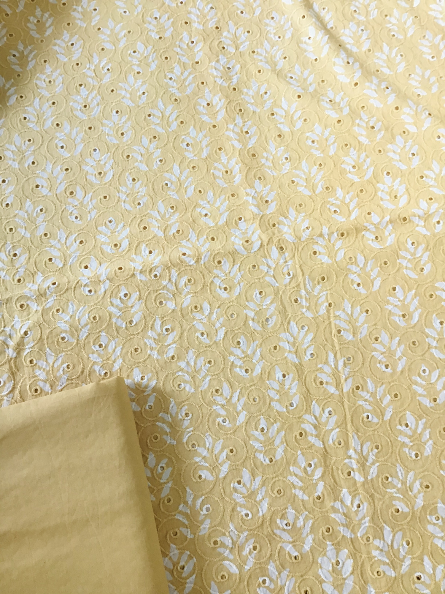 Pure Cotton Printed Embroidered Suit - Yellow