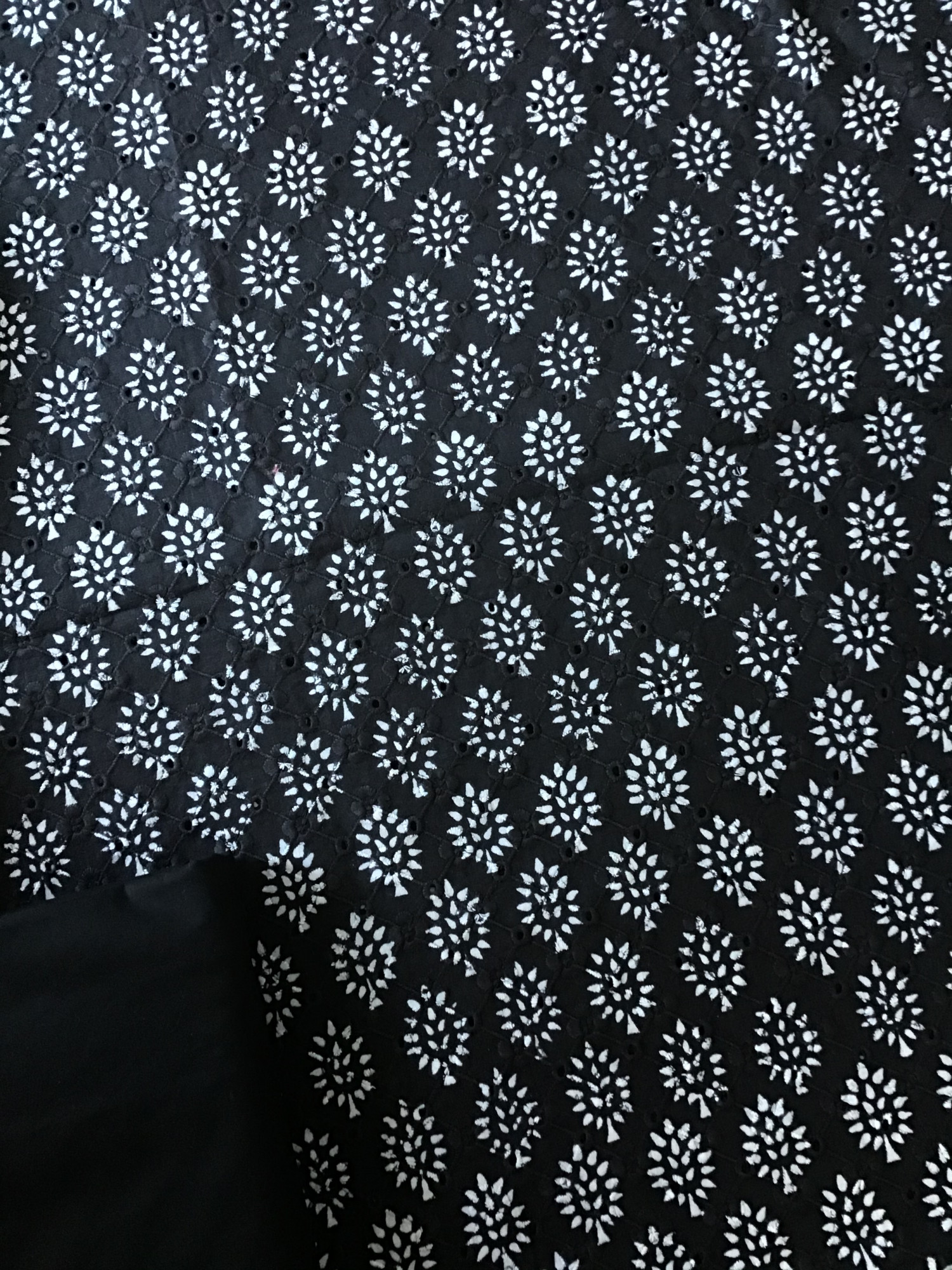 Pure Cotton Printed Embroidered Suit - Black