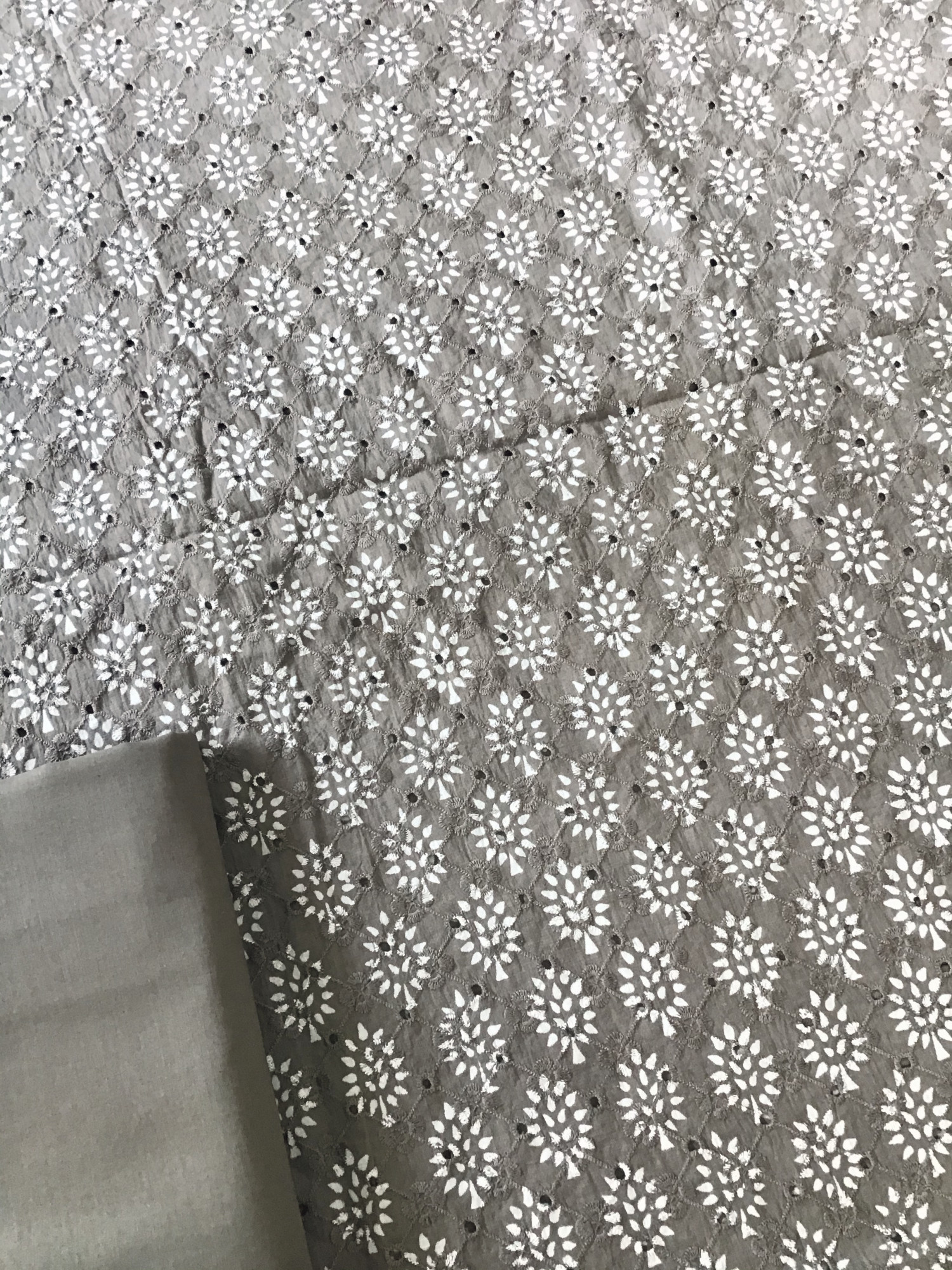 Pure Cotton Printed Embroidered Suit - Grey