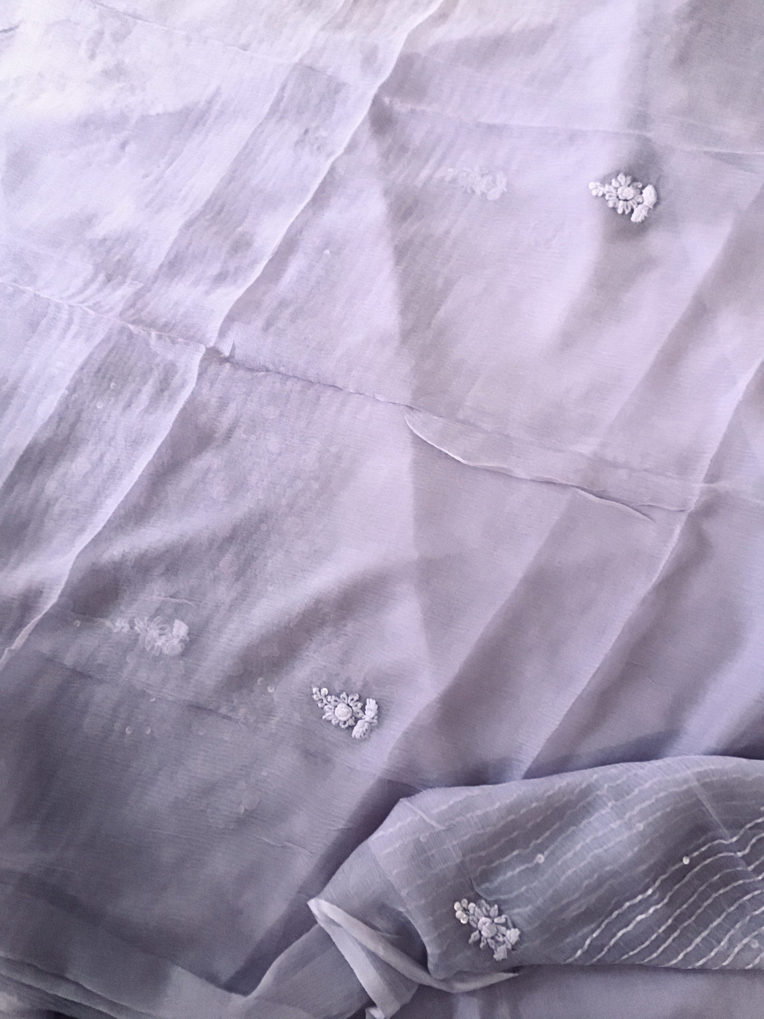 Pure Georgette Embroidered Suit - Purple