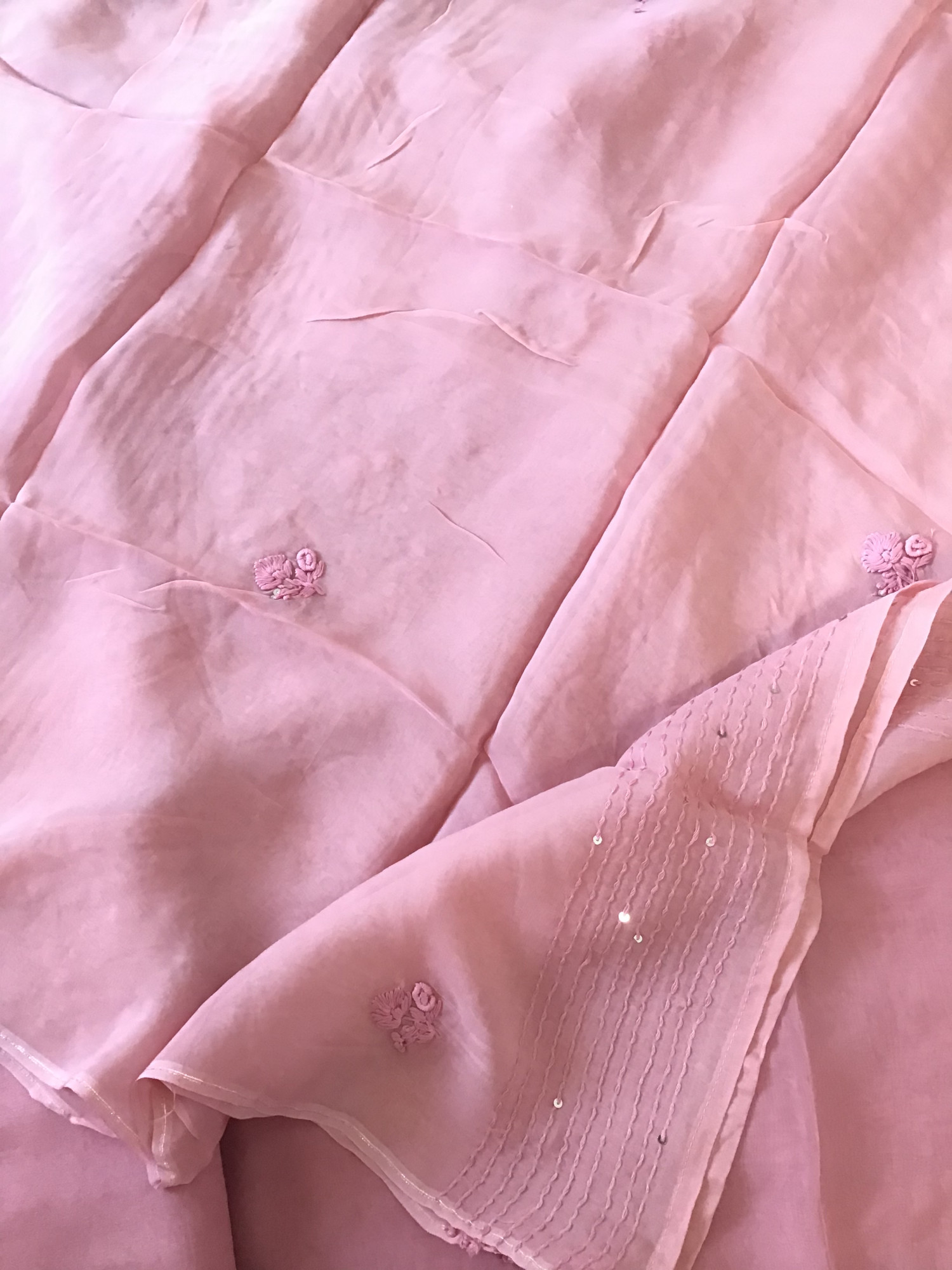 Pure Organza Embroidered Suit - Pink