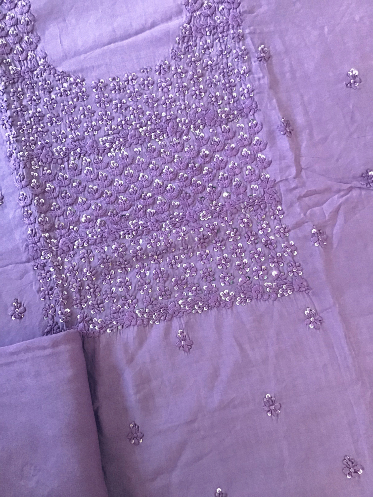 Pure Upada Embroidered Suit - Purple