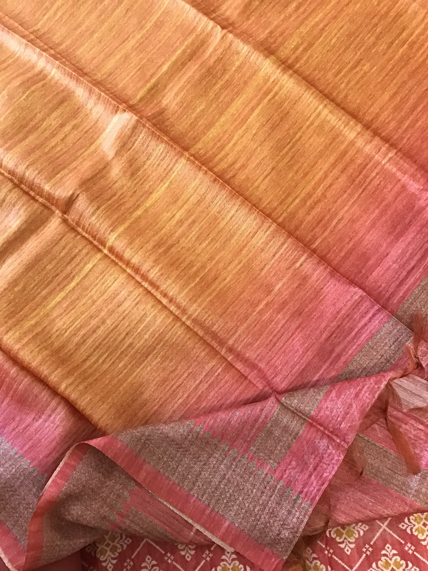 Soft Raw Silk Printed Embroidered Suit - Red