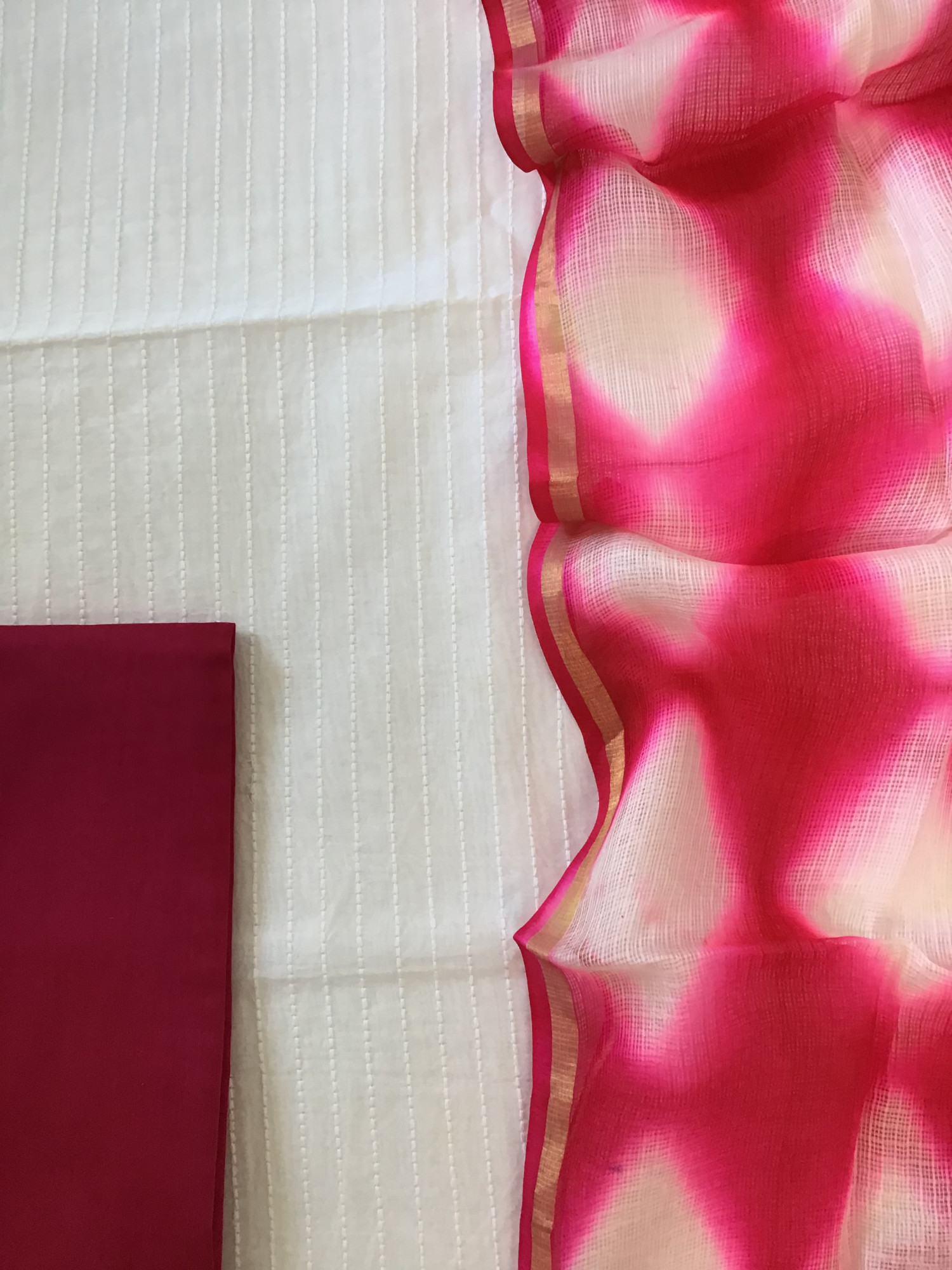 Pure Chanderi Embroidered Suit - White