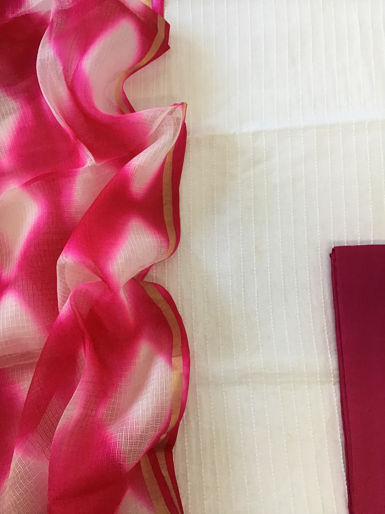 Pure Chanderi Embroidered Suit - White