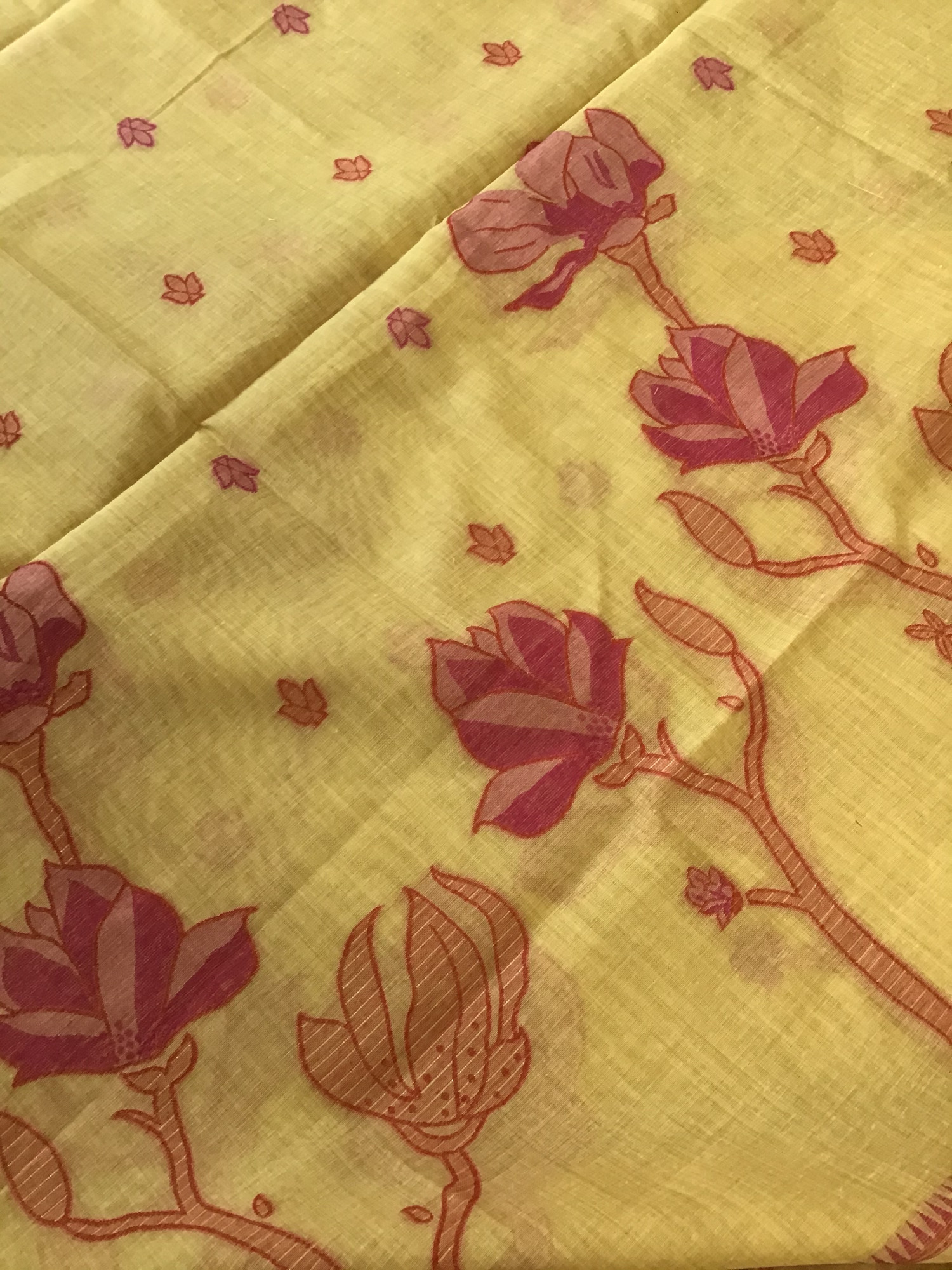 Soft Slub Chanderi Jamdani Weaved Suit - Yellow