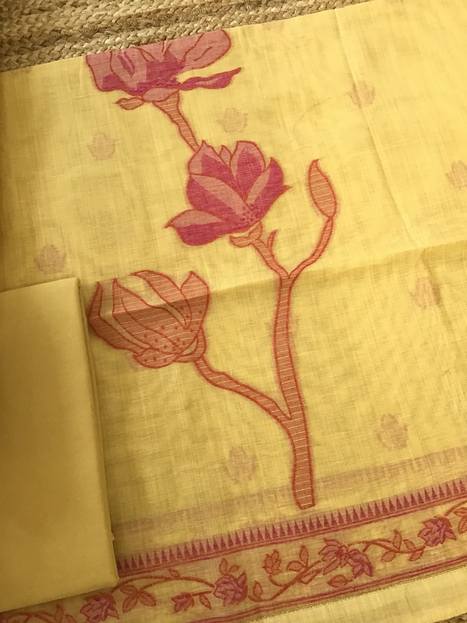 Soft Slub Chanderi Jamdani Weaved Suit - Yellow