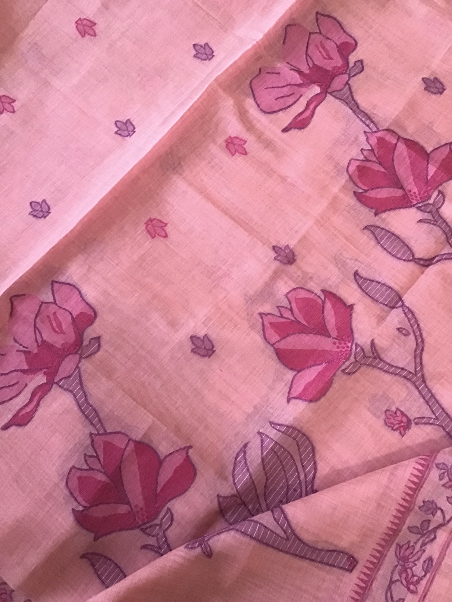 Soft Slub Chanderi Jamdani Weaved Suit - Pink