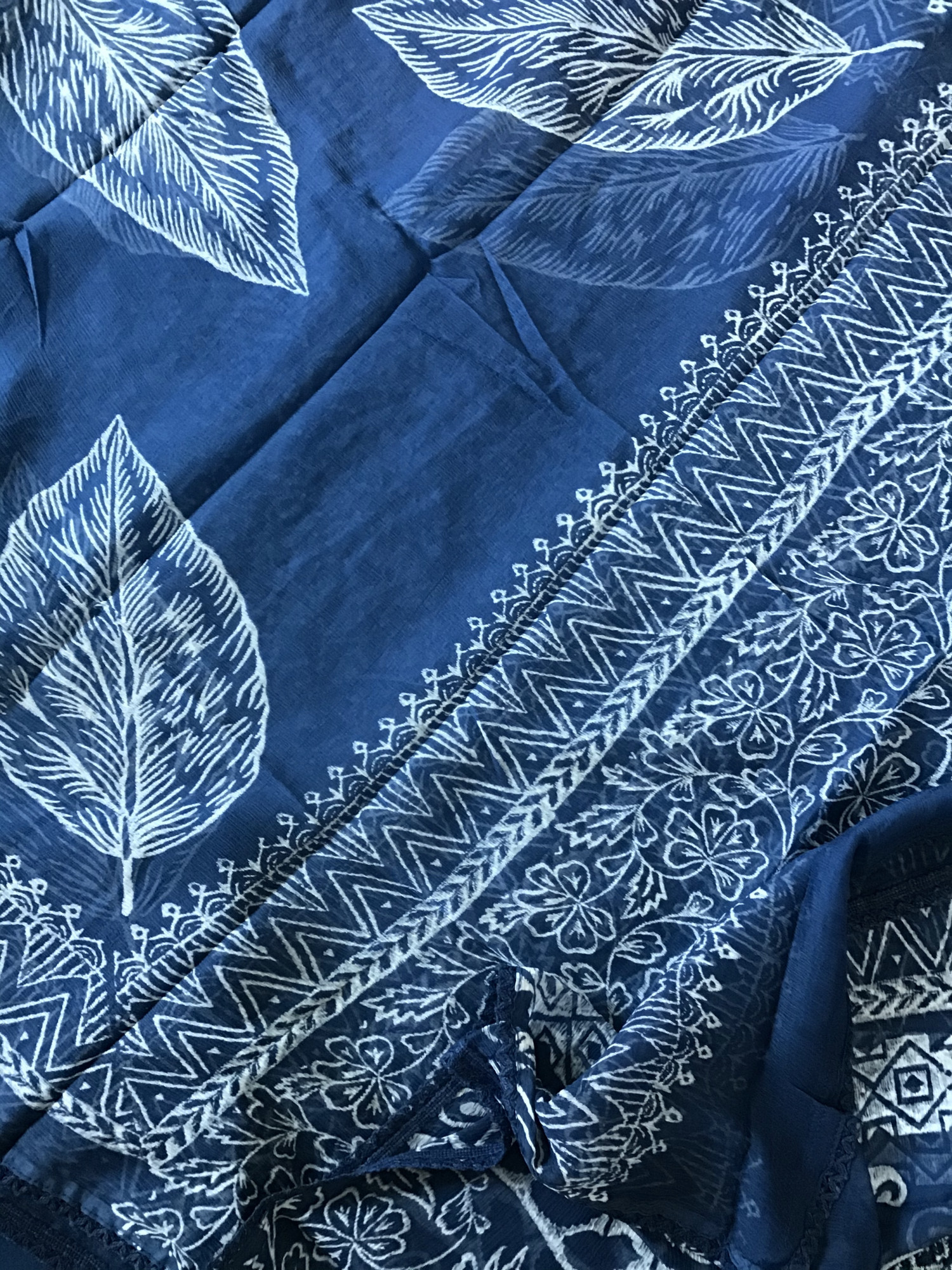 Pure Kota Cotton Printed Embroidered Suit - Blue