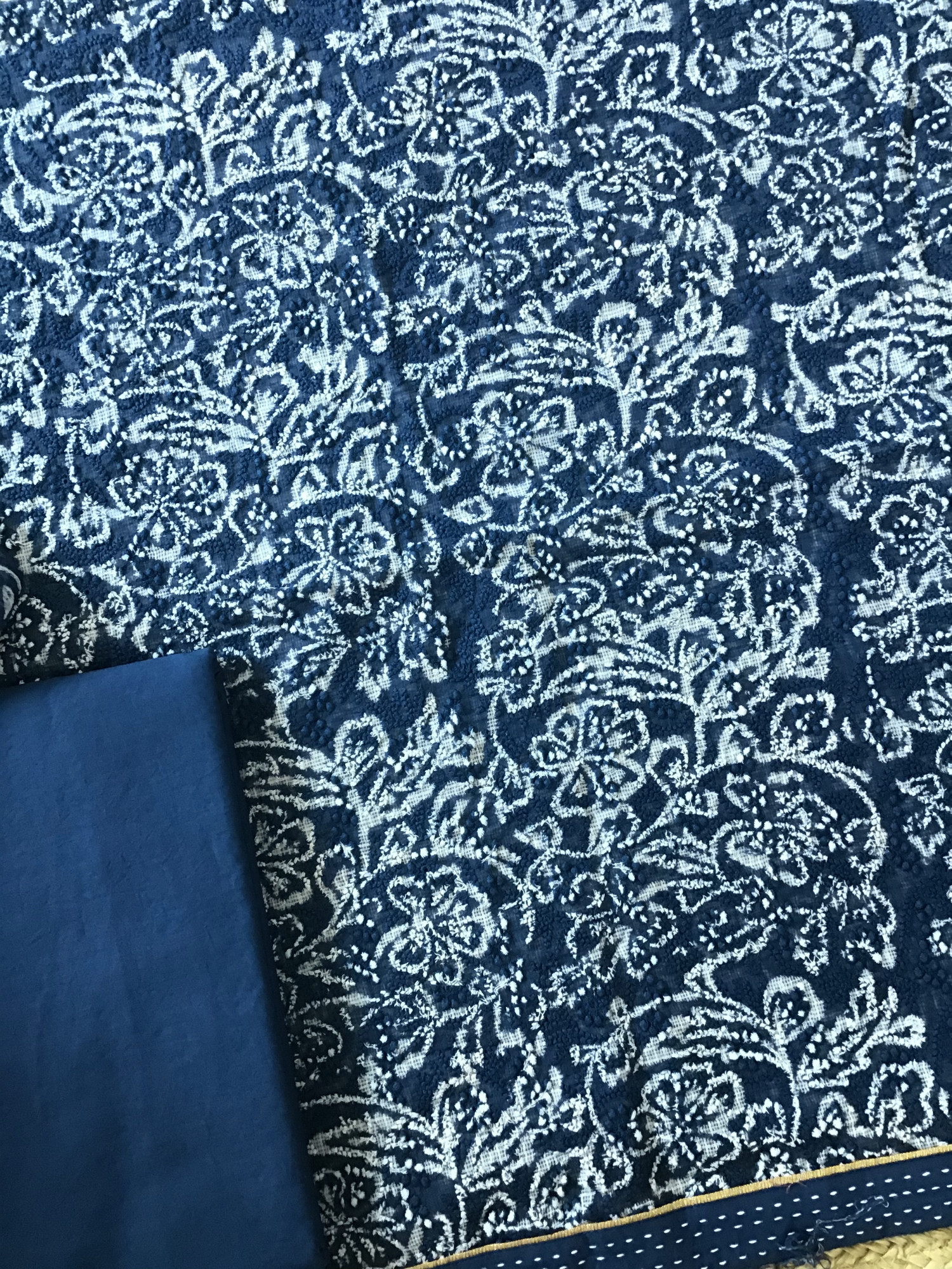 Pure Kota Cotton Printed Embroidered Suit - Blue