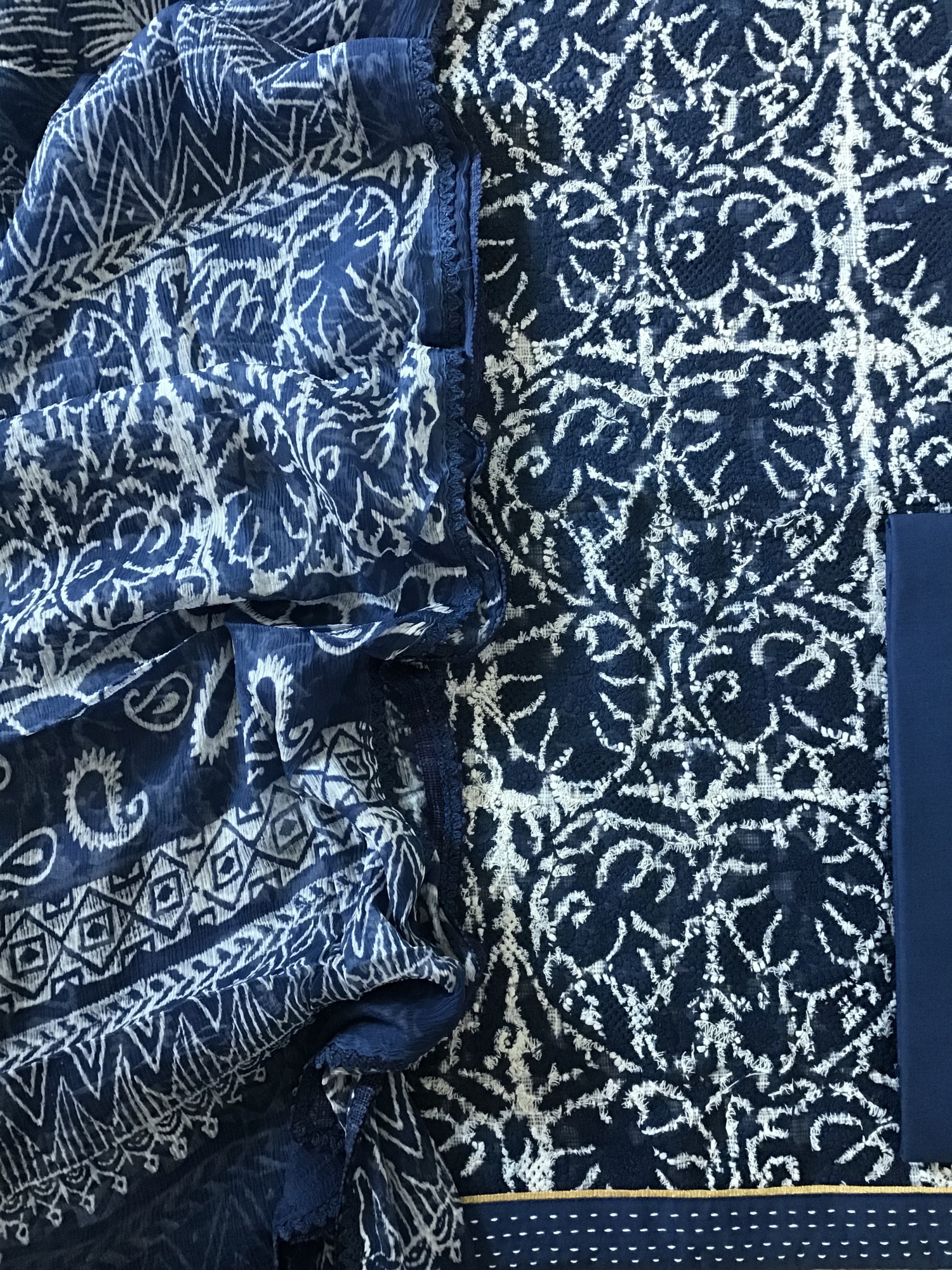 Pure Kota Cotton Printed Embroidered Suit - Blue