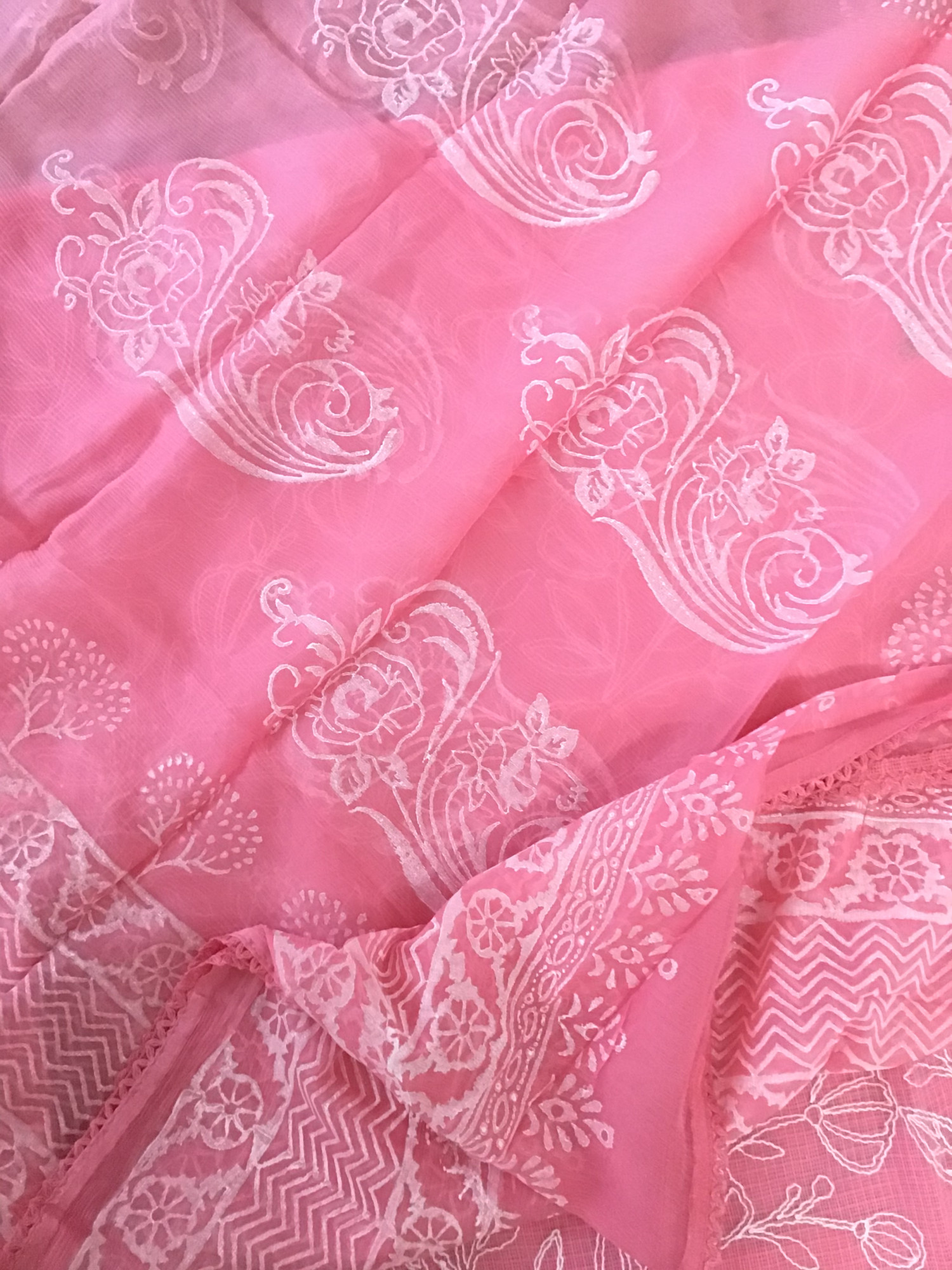 Pure Kota Cotton Embroidered Suit - Pink