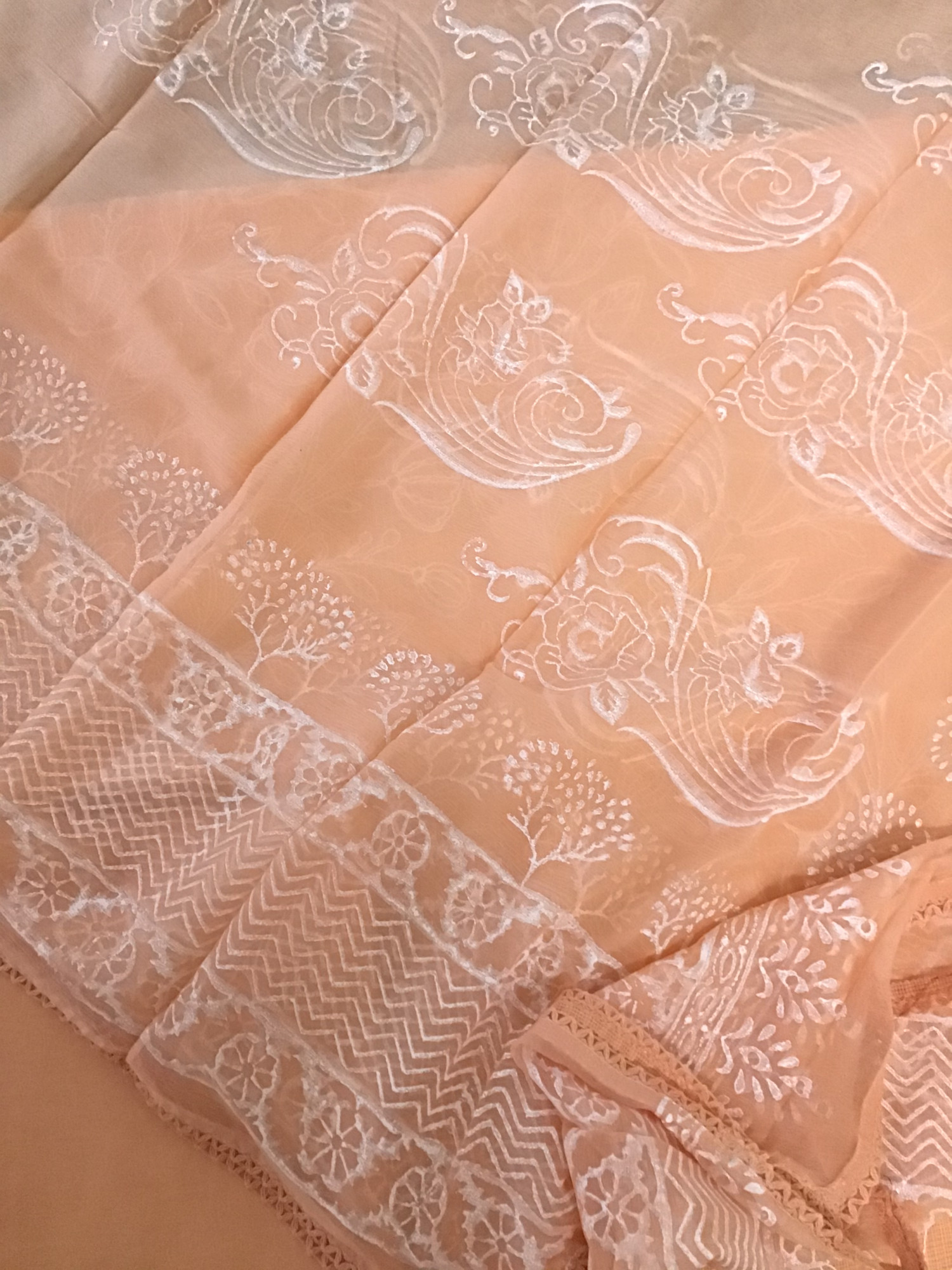 Pure Kota Cotton Embroidered Suit - Peach