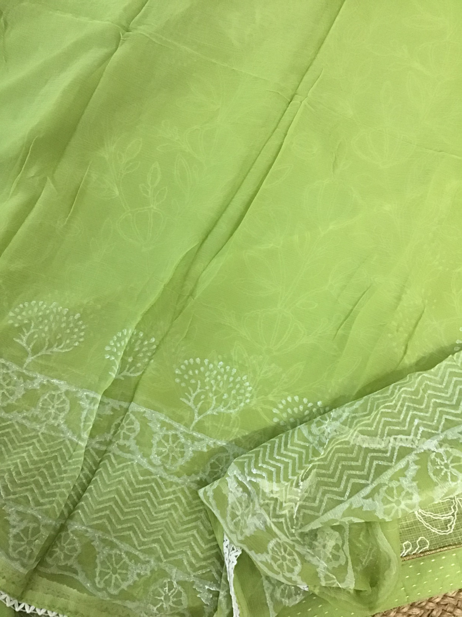 Pure Kota Cotton Embroidered Suit - Green