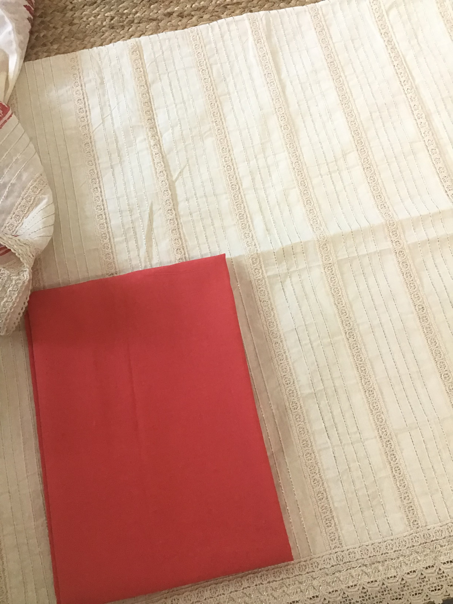 Pure Cotton Embroidered Suit - White