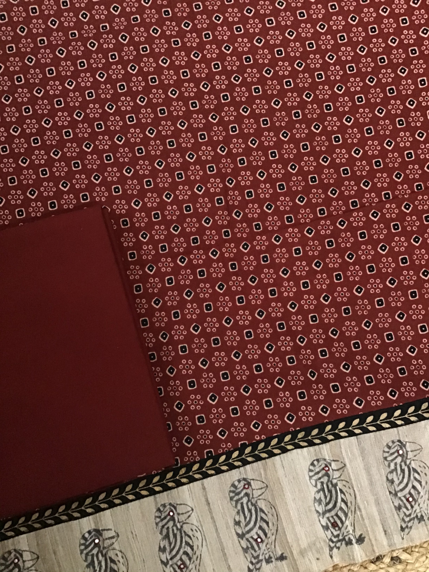 Pure Cotton Printed Embroidered Suit - Red