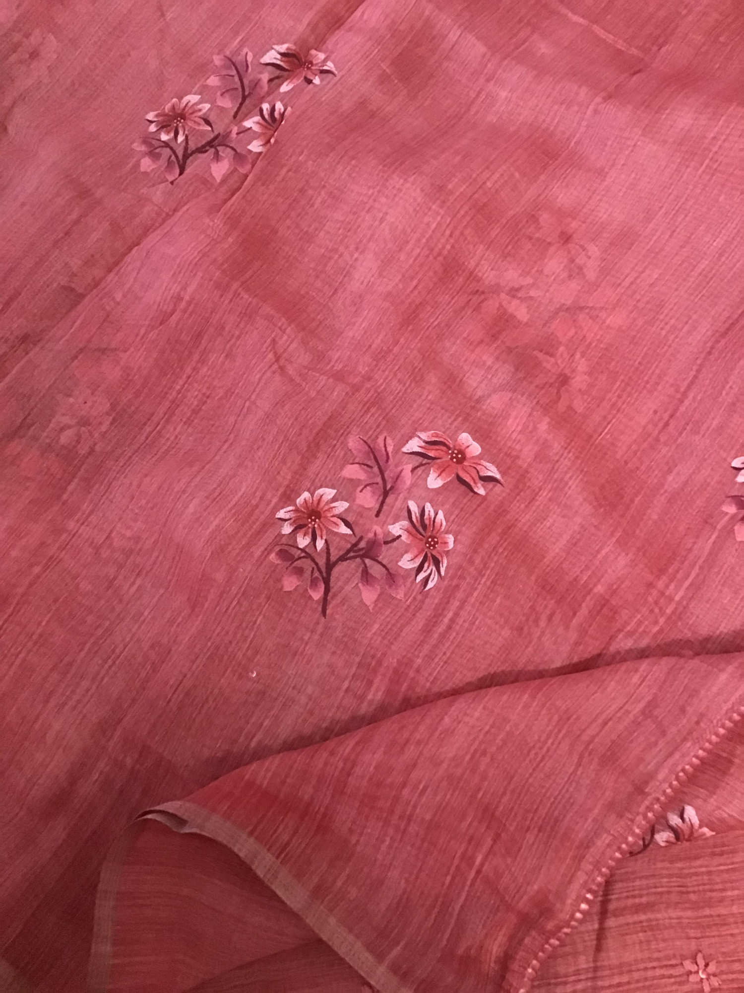 Pure Linen Tissue Chanderi Embroidered Suit - Pink
