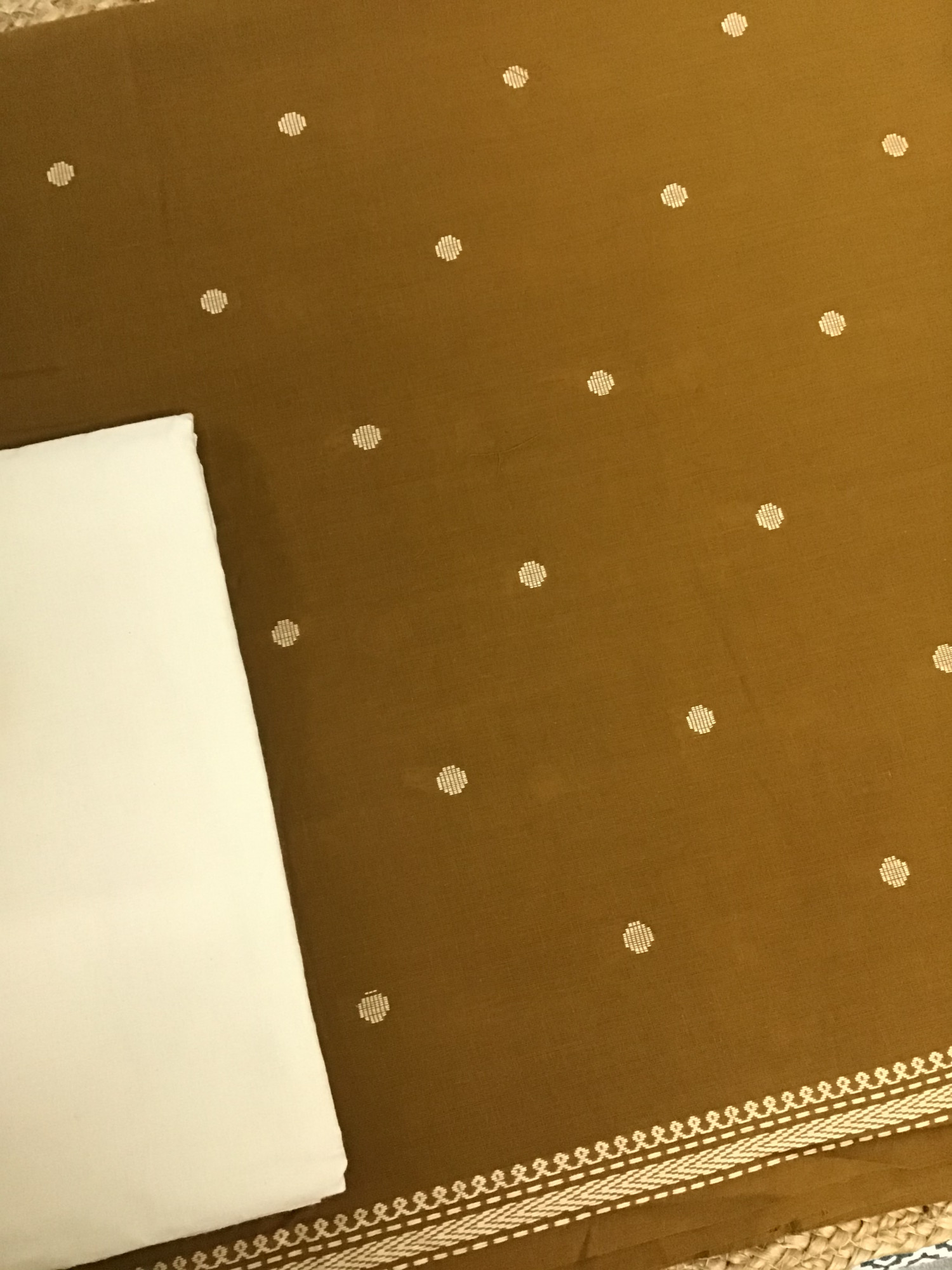 Pure Handloom Cotton Self Weaved Suit - Yellow