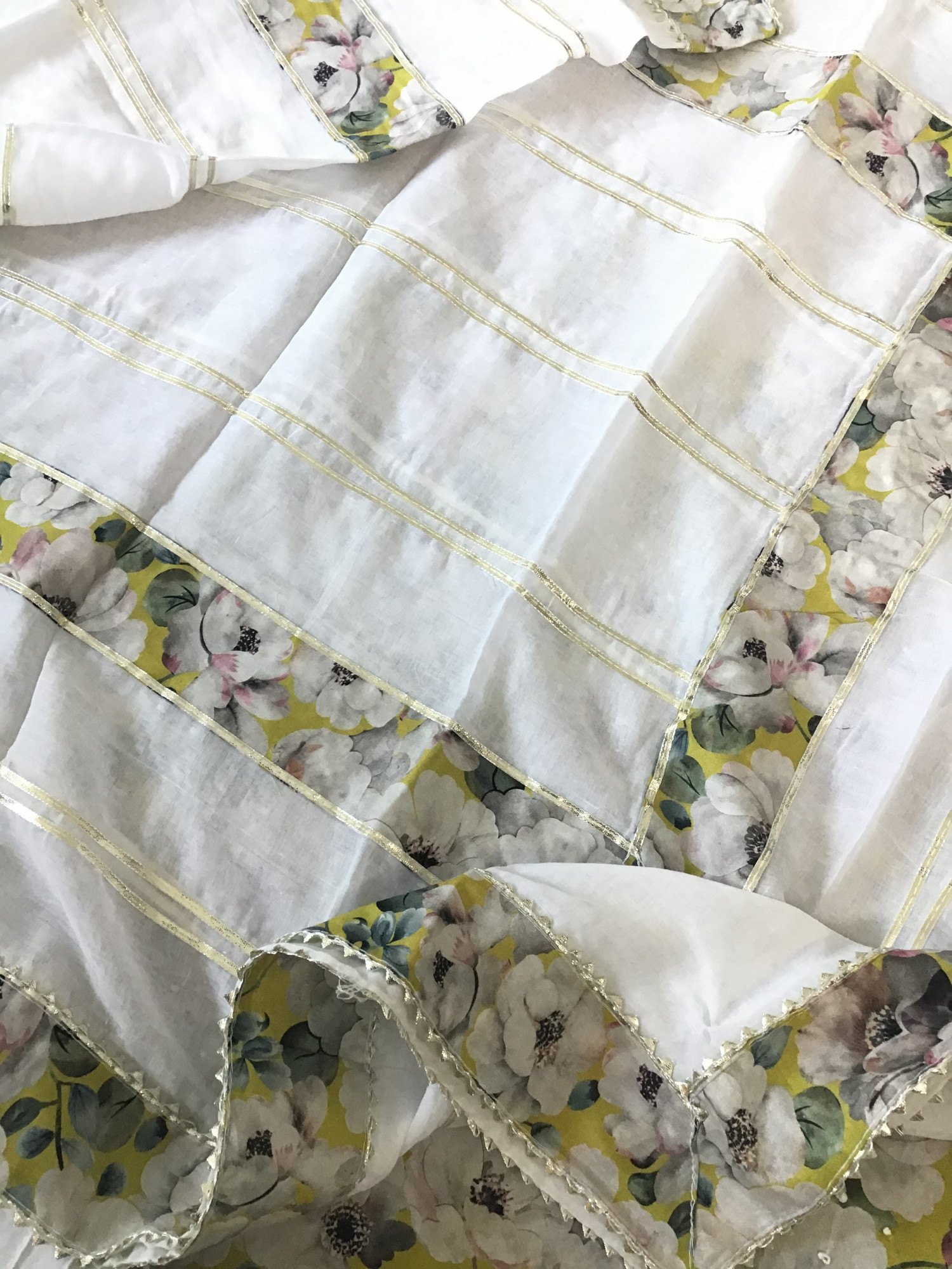 Pure Cotton Printed Embroidered Suit - Yellow