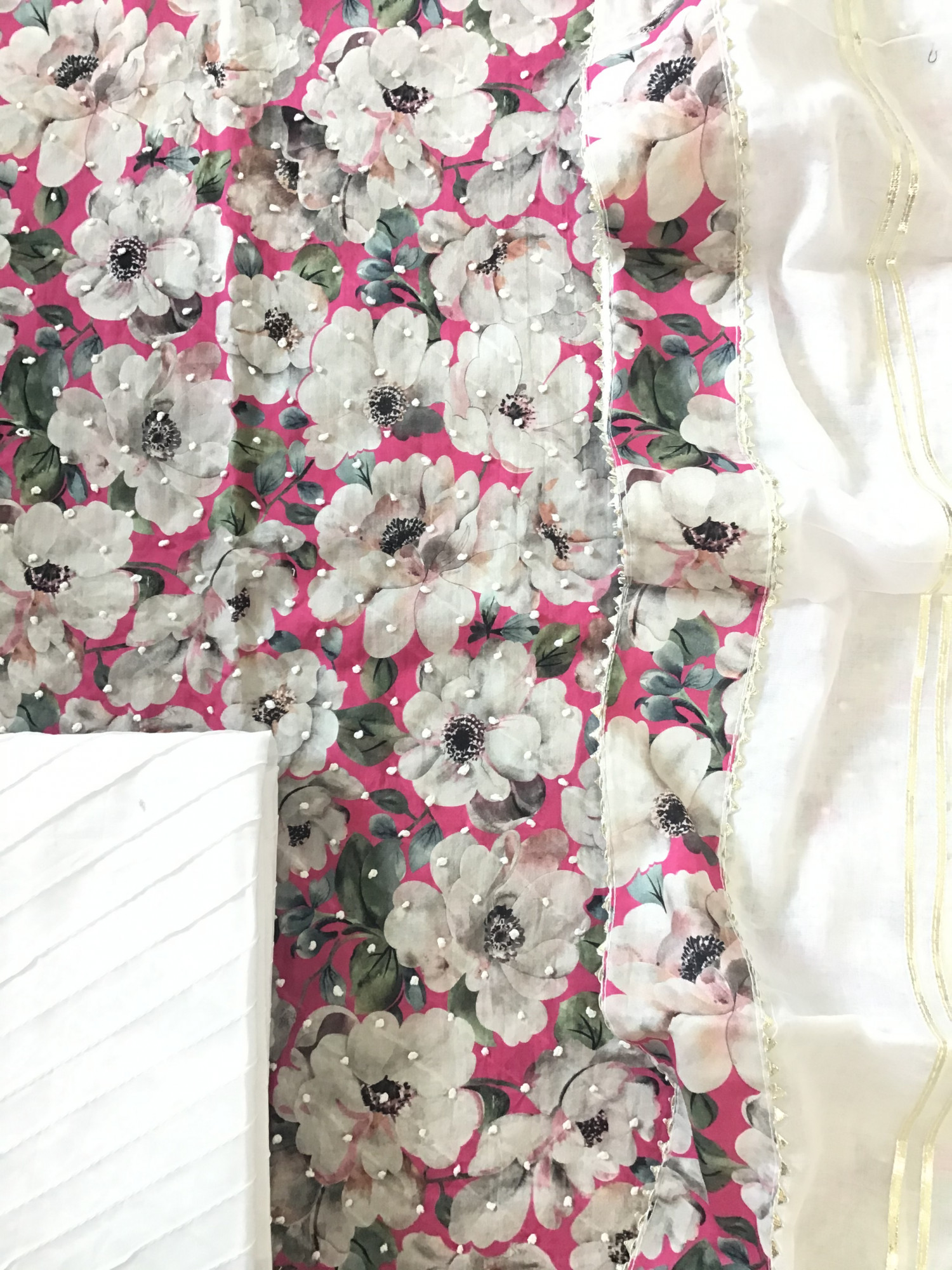 Pure Cotton Printed Embroidered Suit - Pink