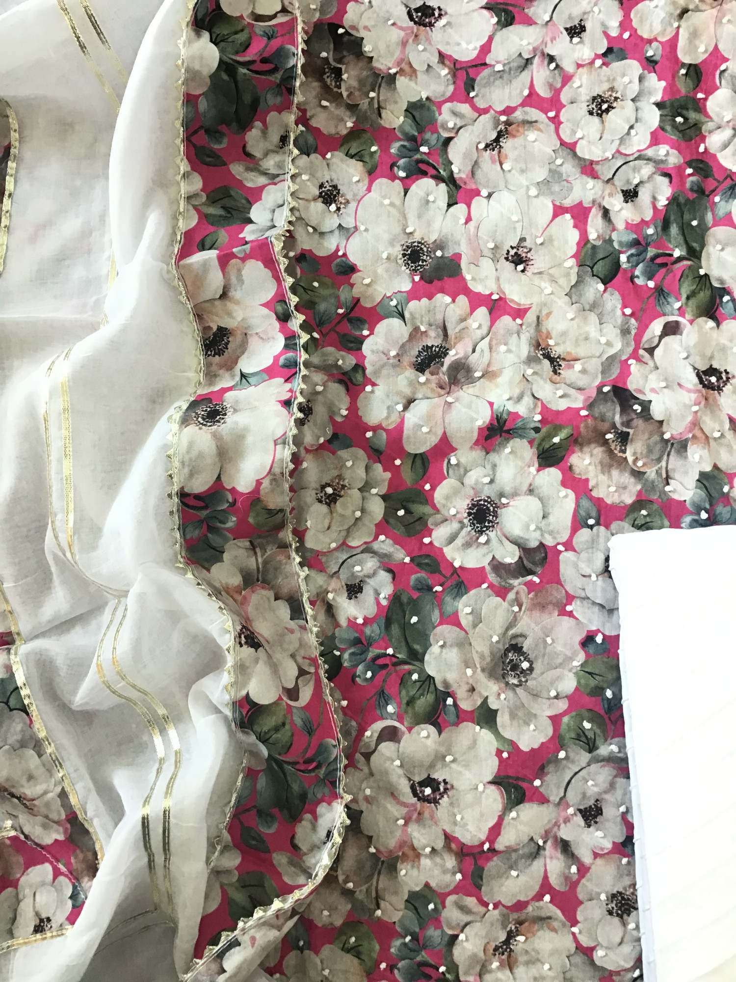 Pure Cotton Printed Embroidered Suit - Pink