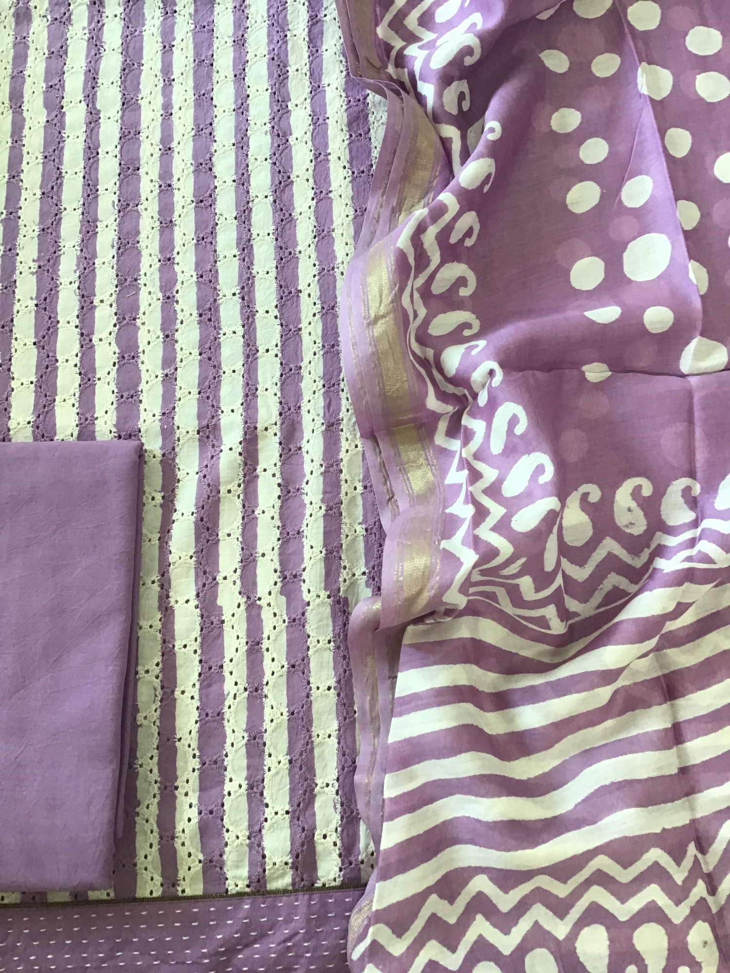 Pure Cotton Printed Embroidered Suit - Purple