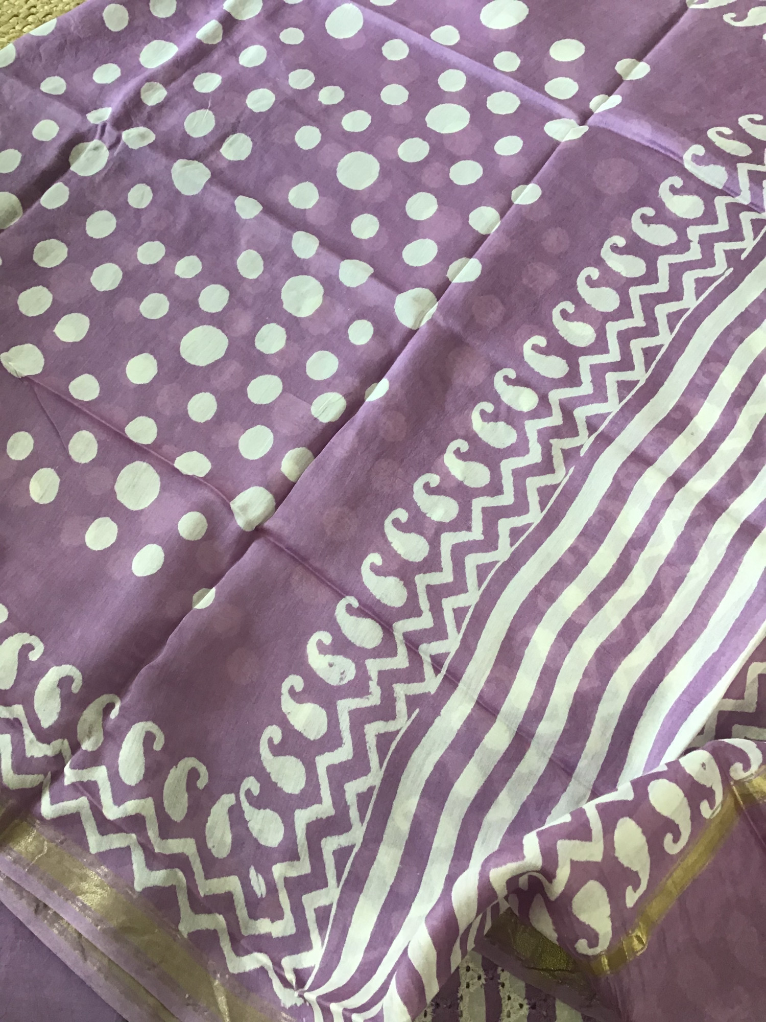 Pure Cotton Printed Embroidered Suit - Purple