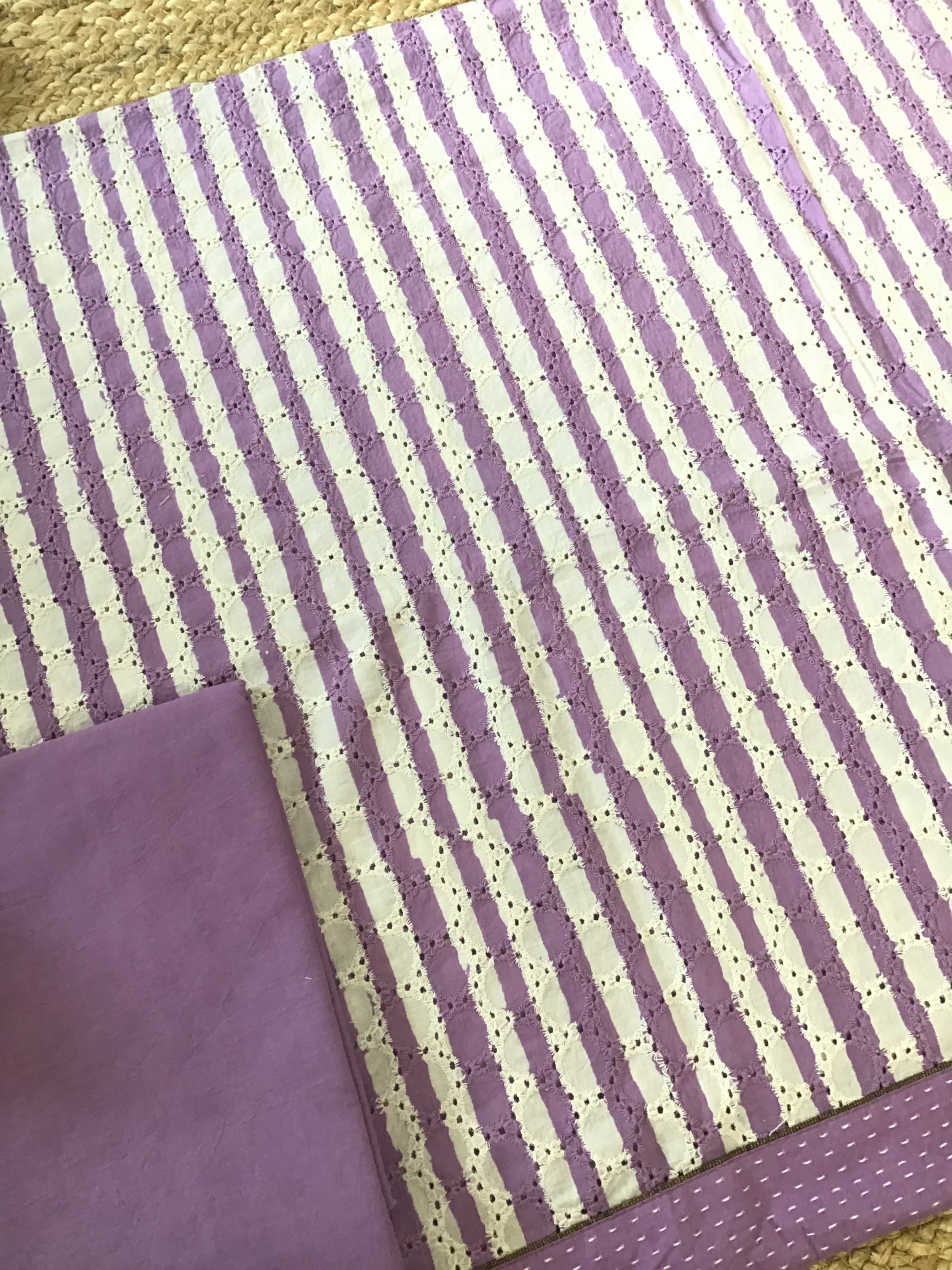 Pure Cotton Printed Embroidered Suit - Purple