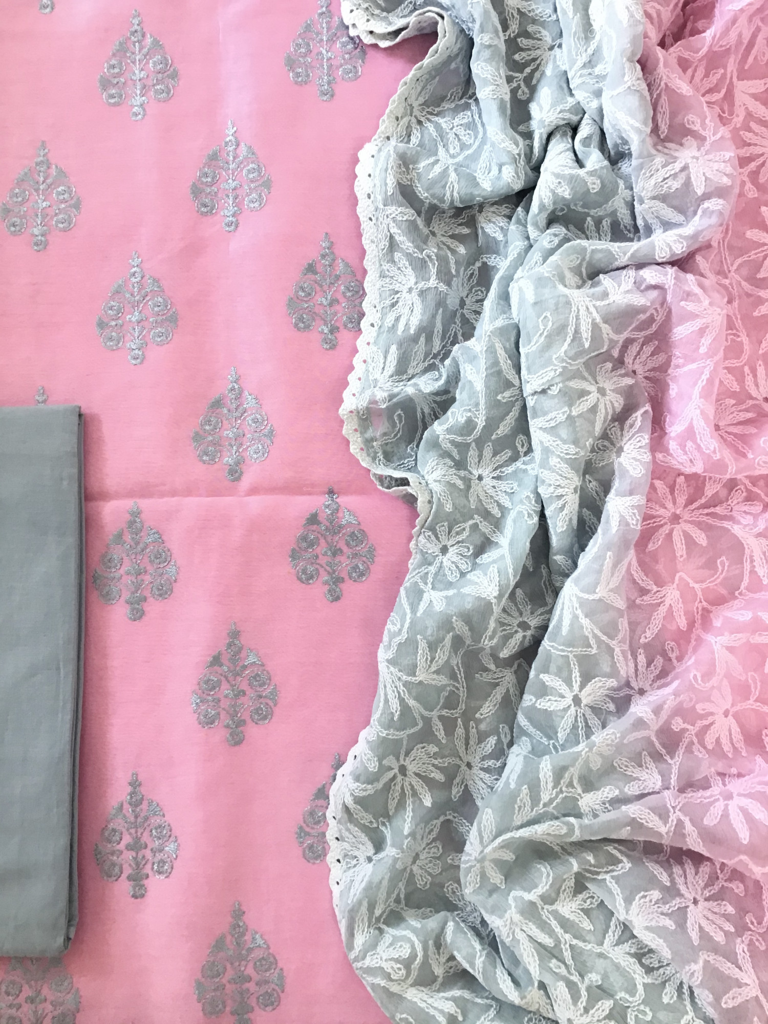 Pure Chanderi Embroidered Suit - Pink