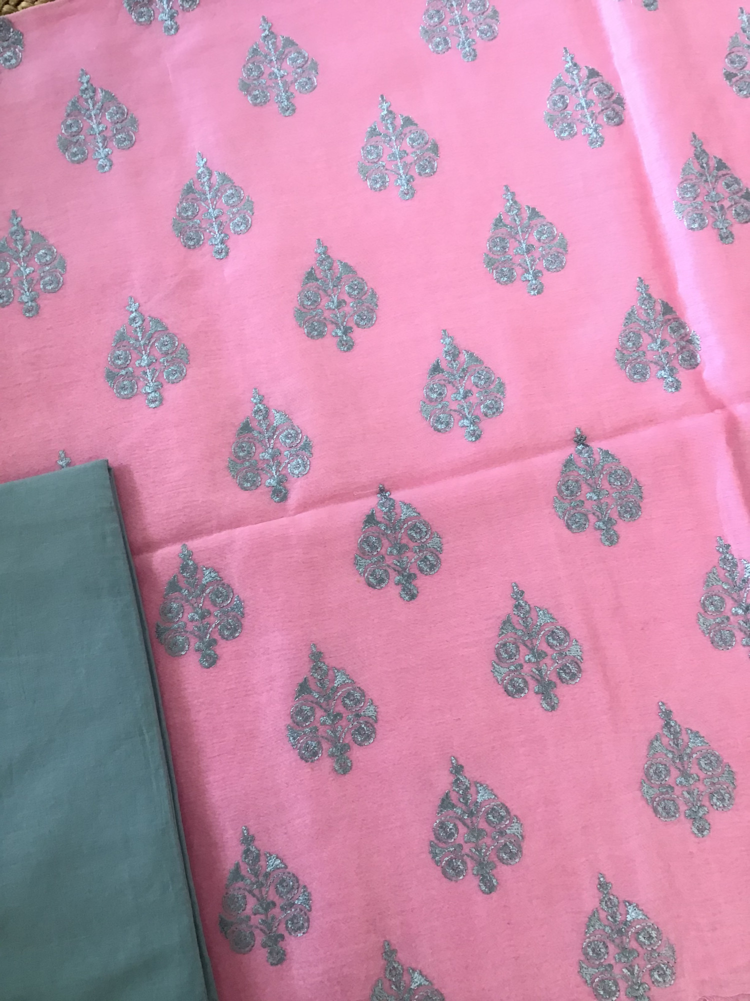 Pure Chanderi Embroidered Suit - Pink