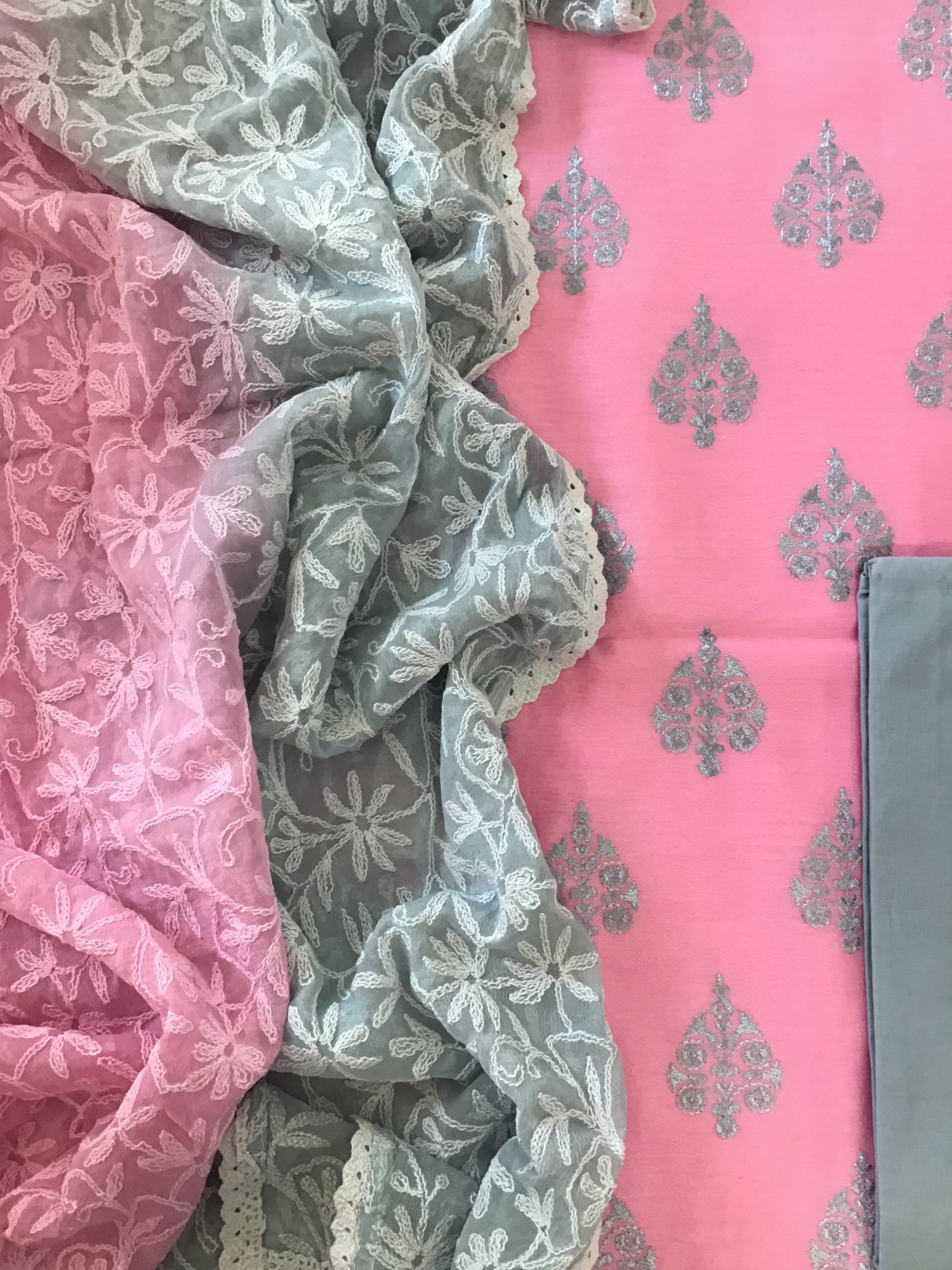 Pure Chanderi Embroidered Suit - Pink