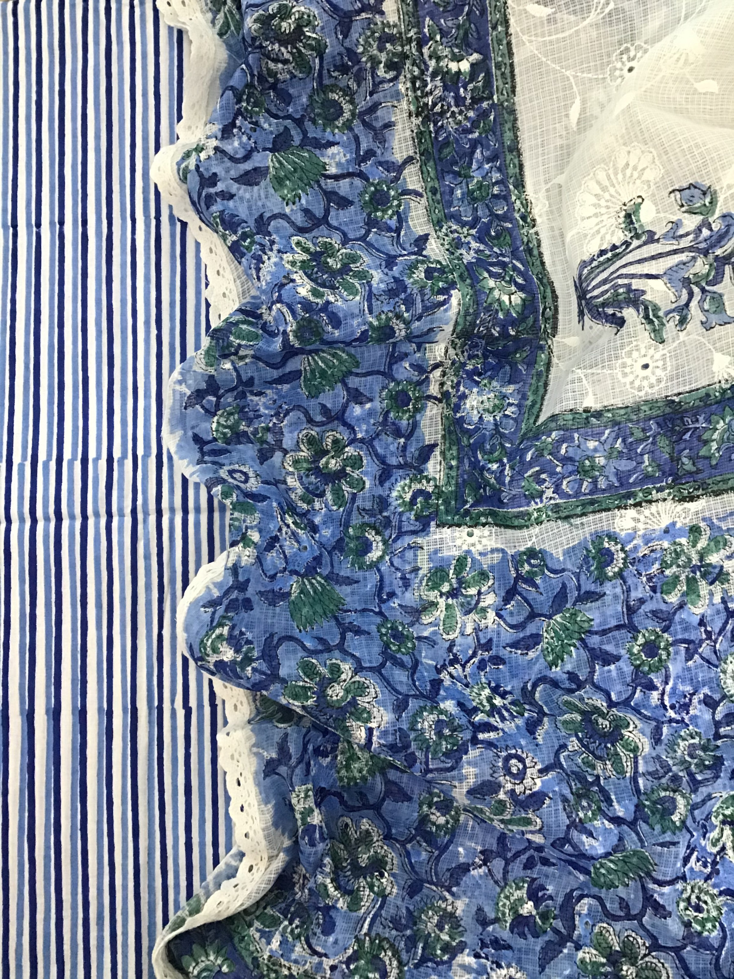 Pure Cotton Printed Embroidered Suit -Blue