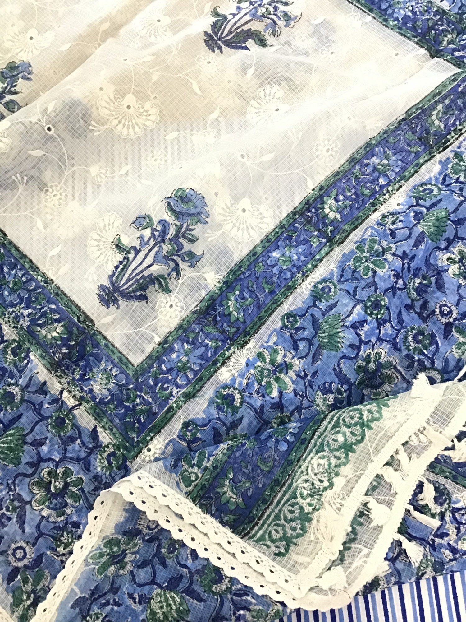 Pure Cotton Printed Embroidered Suit -Blue