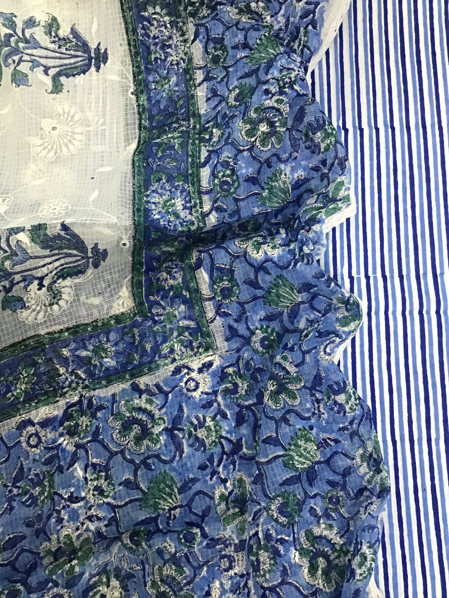 Pure Cotton Printed Embroidered Suit -Blue