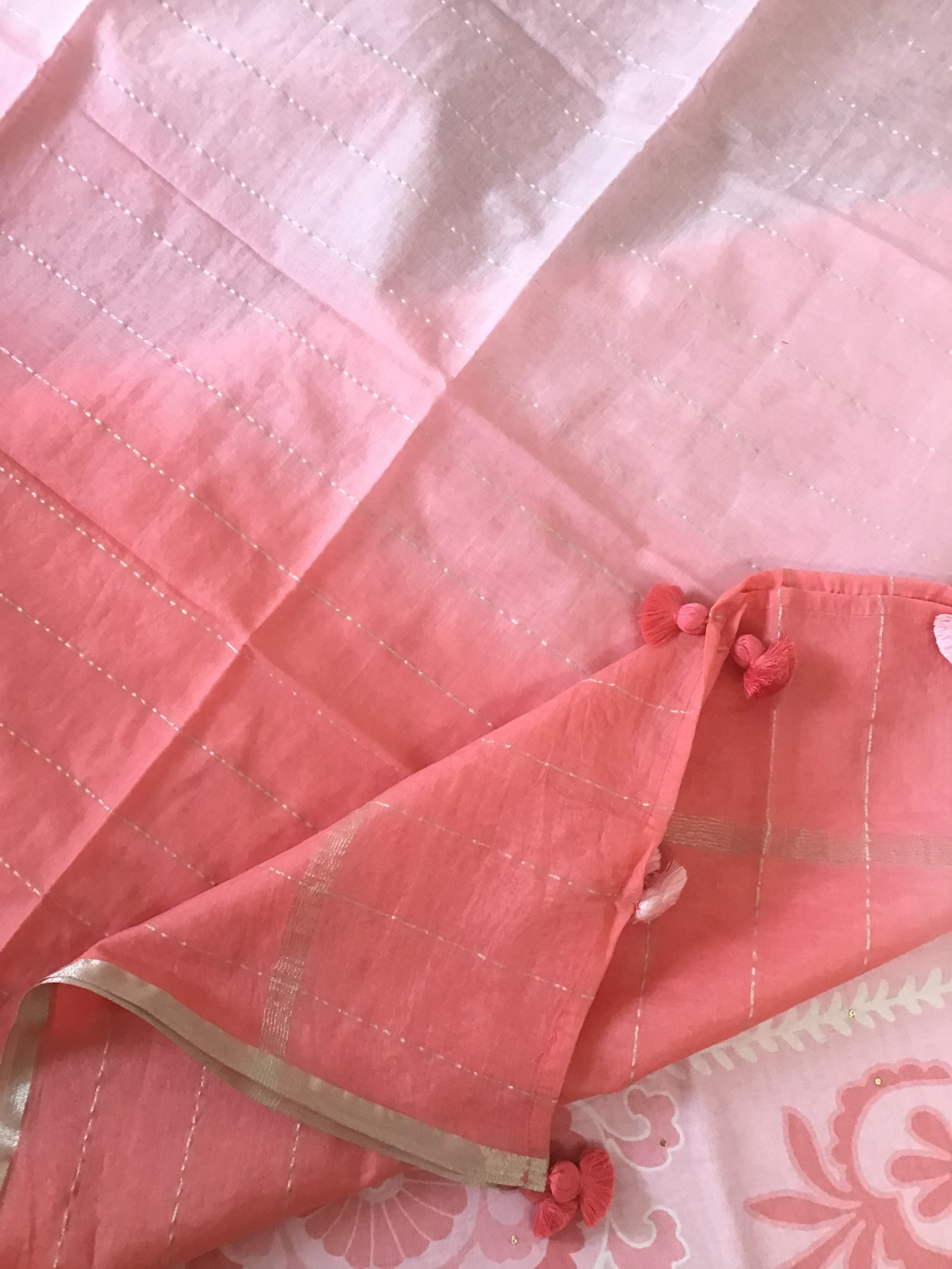 Pure Tissue Chanderi Printed Embroidered Suit -Pink