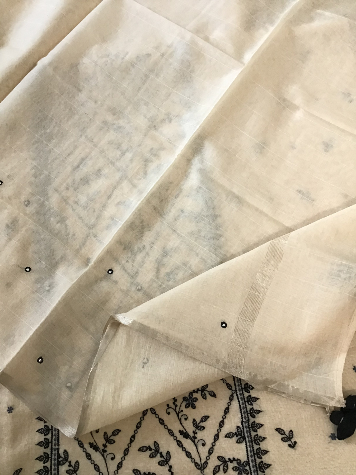 Pure Chanderi Embroidered Suit - Beige