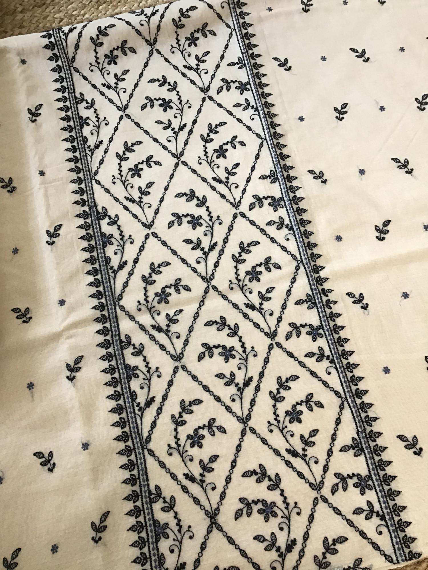 Pure Chanderi Embroidered Suit - Beige