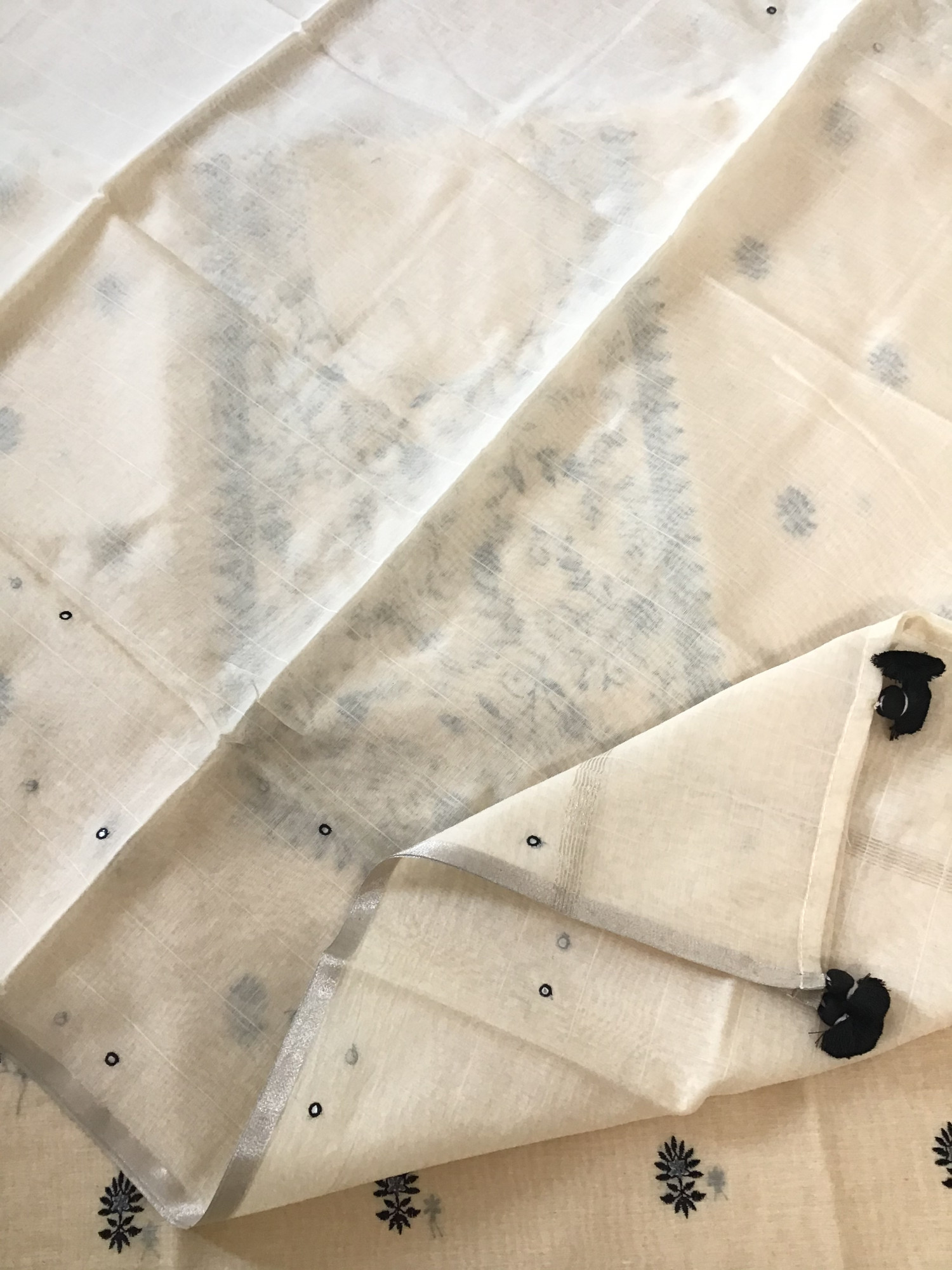 Pure Chanderi Embroidered Suit - Beige