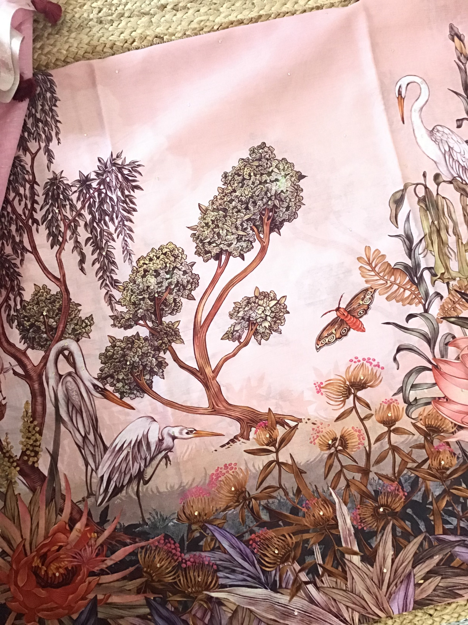 Pure Chanderi Printed Embroidered Suit -Pink