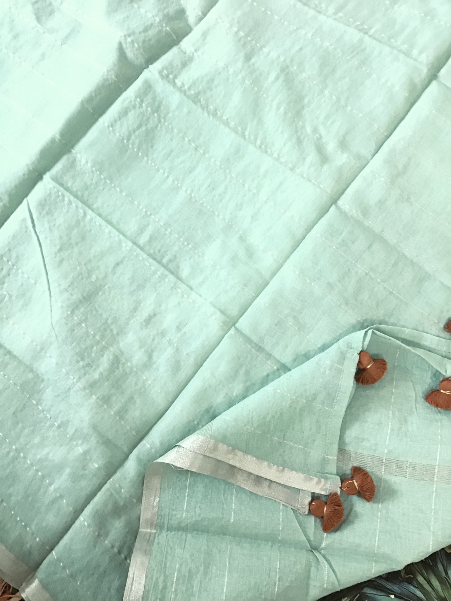 Pure Chanderi Printed Embroidered Suit -Green