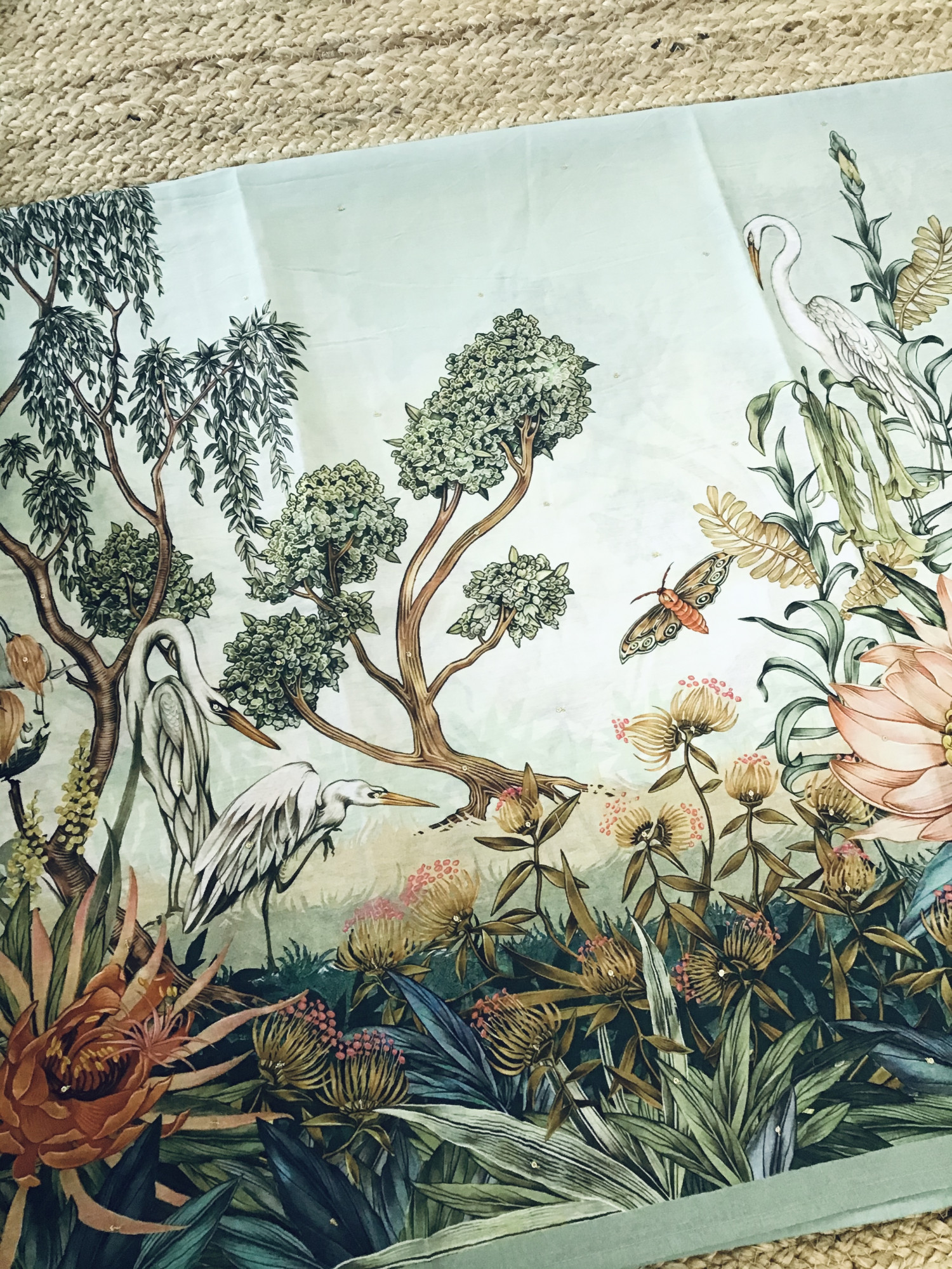 Pure Chanderi Printed Embroidered Suit -Green