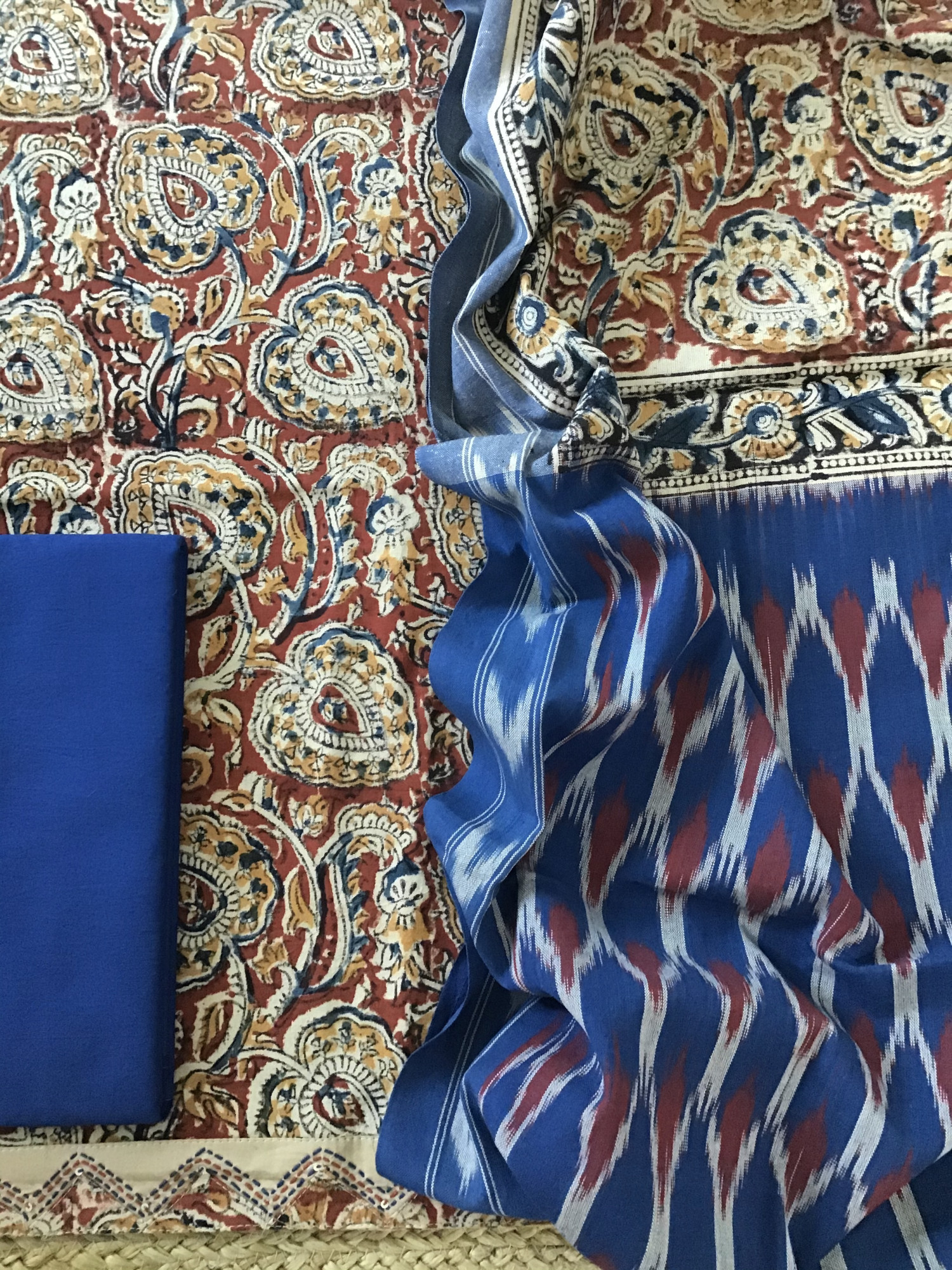 Pure Cotton Printed Embroidered Suit -Red