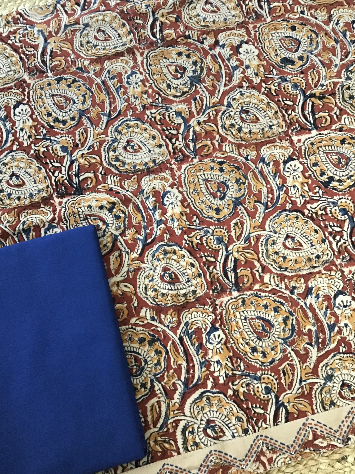 Pure Cotton Printed Embroidered Suit -Red