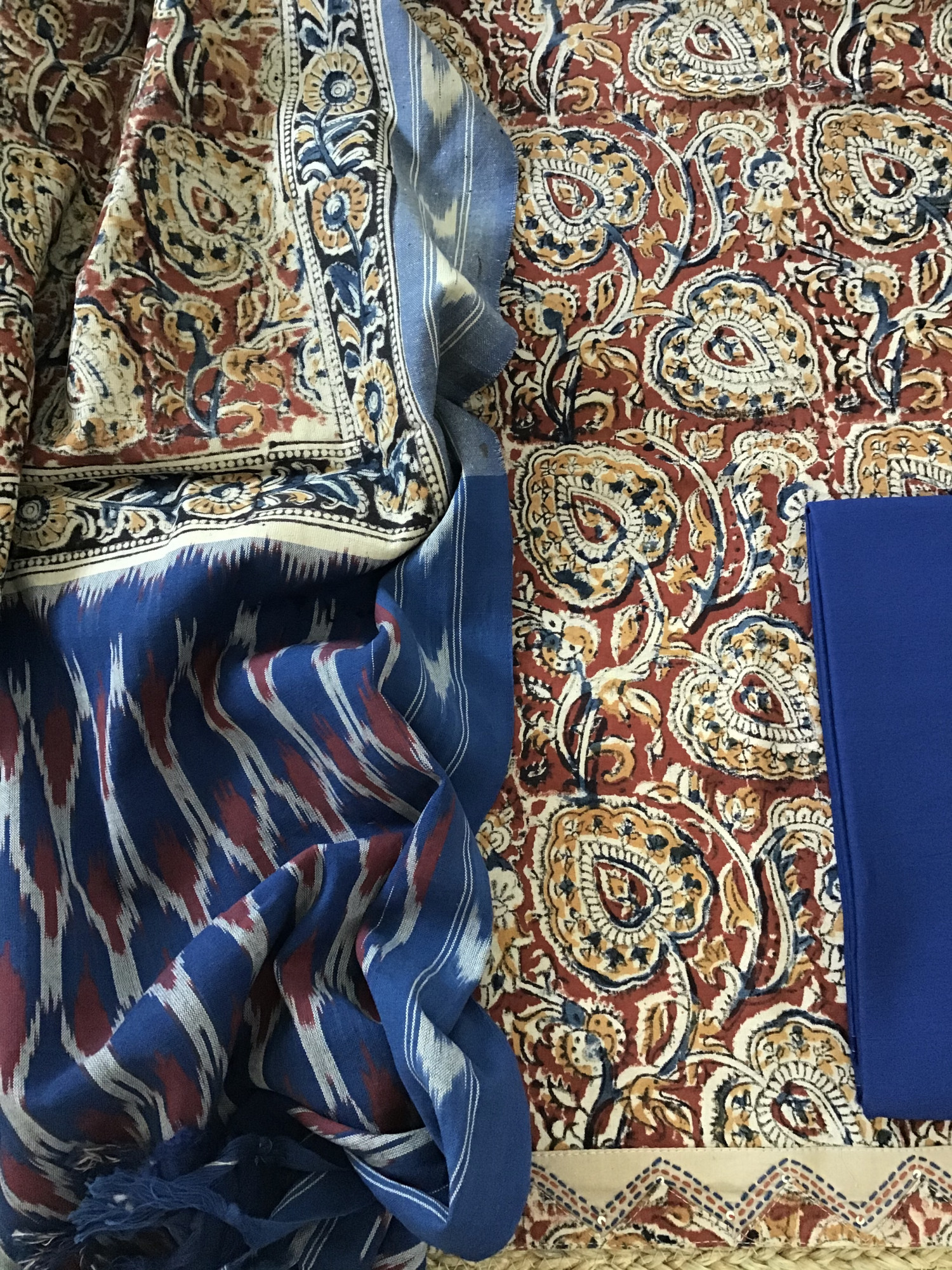 Pure Cotton Printed Embroidered Suit -Red