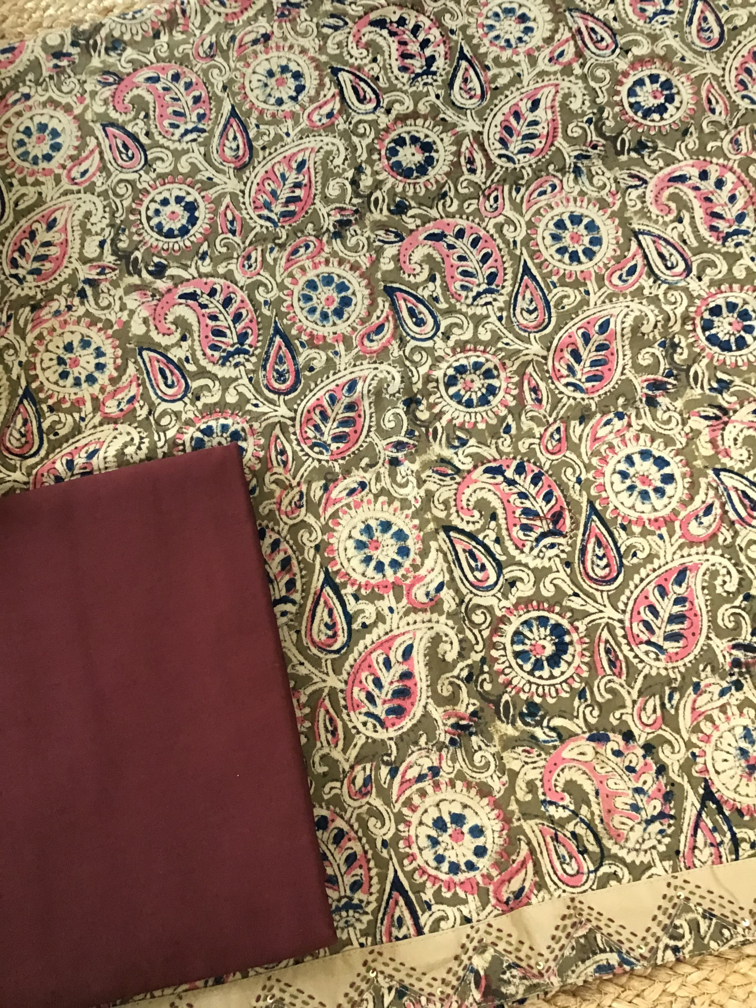 Pure Cotton Printed Embroidered Suit -Green