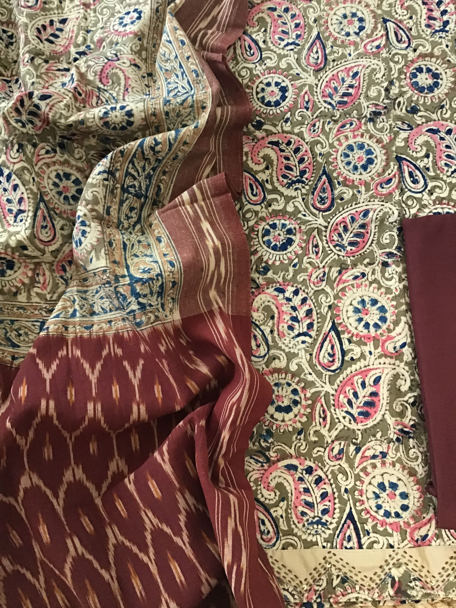 Pure Cotton Printed Embroidered Suit -Green